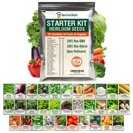15,000+ Non-GMO Heirloom Vegetable Seeds 32 Variety Pack by Open Seed Vault