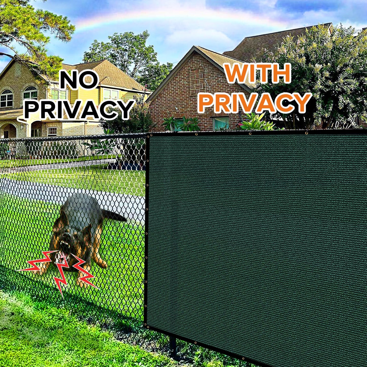 Cisvio 6ftx50ft Fence Privacy Screen Heavy Duty 170 GSM Windscreen Fabric Privacy Screen Covering Mesh Fencing For Decorative Fences Outdoor Patio, Backyard, Pool, Deck, Dark Green