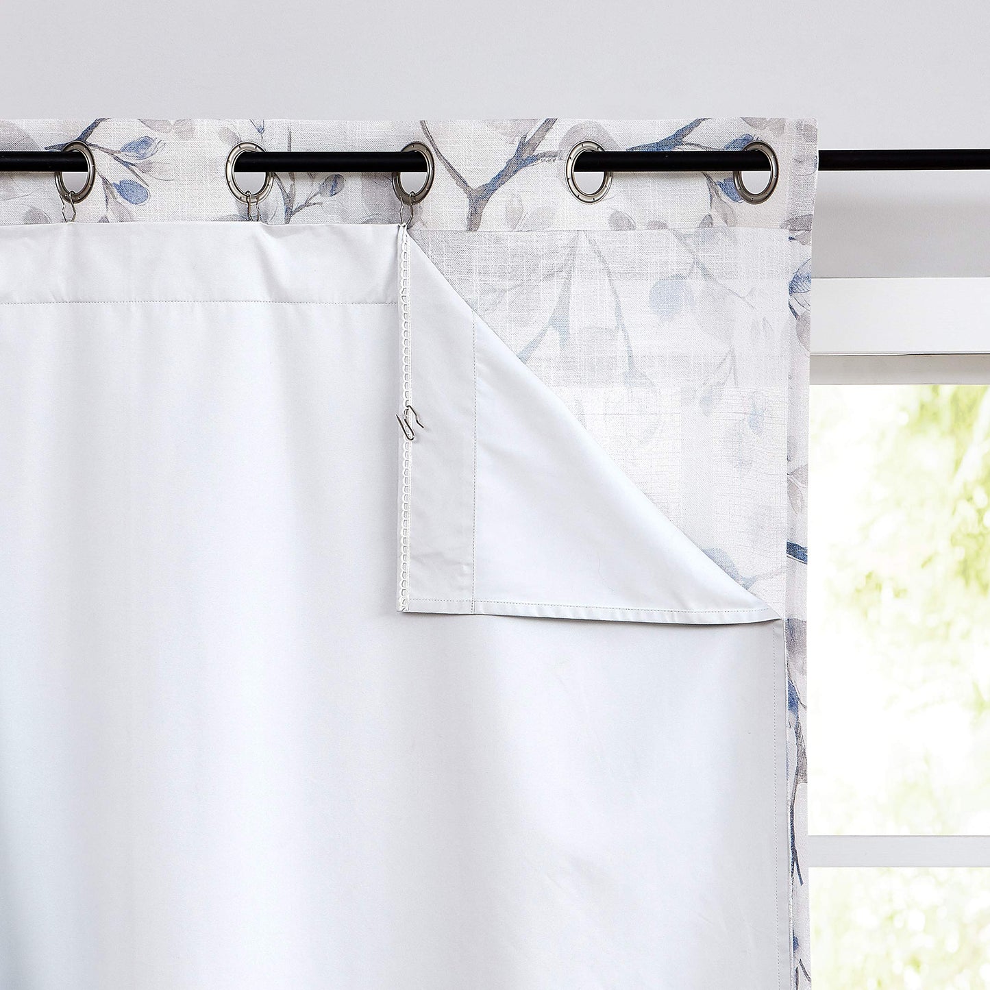 White Full Blackout Window Curtain Liner Panels Rod Pocket Bedroom Hang with 10 Hooks Microfiber Thermal Coating Room Window Treatment Sets 2 Panels (W48 x L81 x2 inches, White)