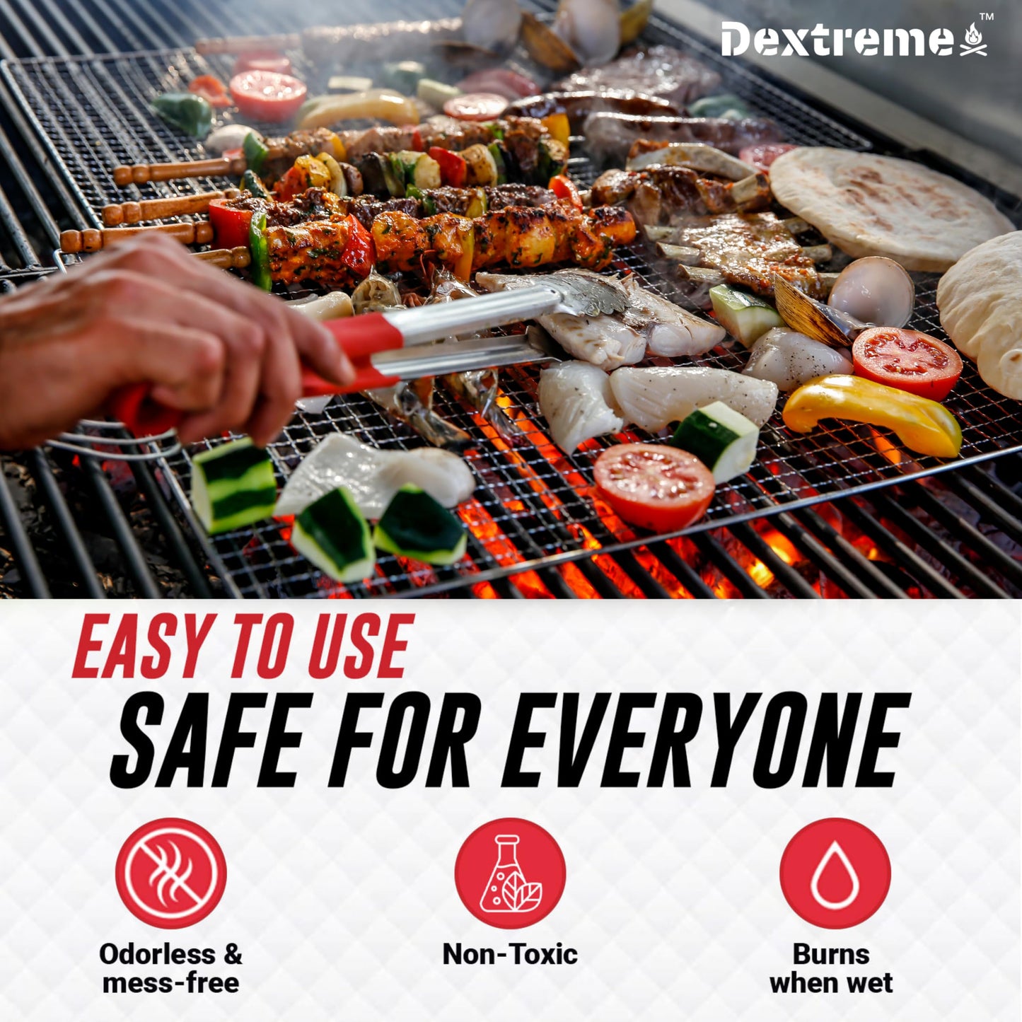 Dextreme Fire Starters 120 pcs | Natural Firestarters for BBQ, Campfires, Fireplace, Charcoal, Wood Stove, Fire Pit, Chimney, Pizza Oven and Smokers | All Weather, Odorless, Non Toxic