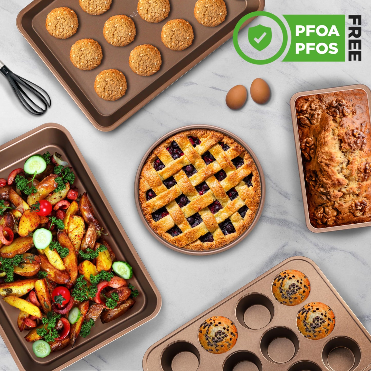 Nutrichef Bakeware Set, Non-Stick Kitchen Oven Baking Pans - Carbon Steel Baking Trays for all Your Cooking and Baking Needs