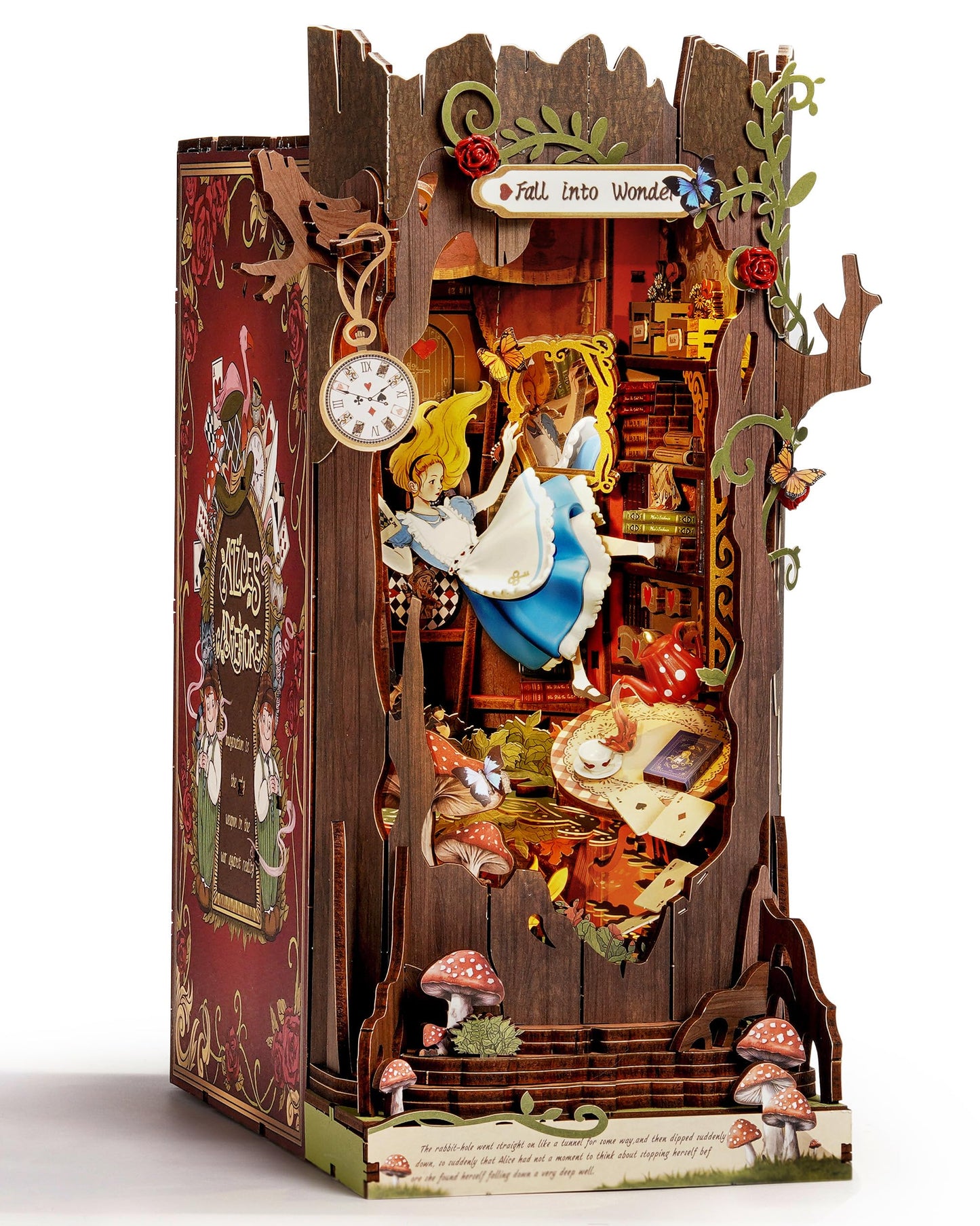 Rolife DIY Book Nook Kits Fall into Wonder, Fairy Tale Bookend Wooden 3D Puzzles for Bookshelf Decor, DIY Miniature House Building Kit for Adults, DIY Crafts/Surprised Gifts for Teens & Book Lovers