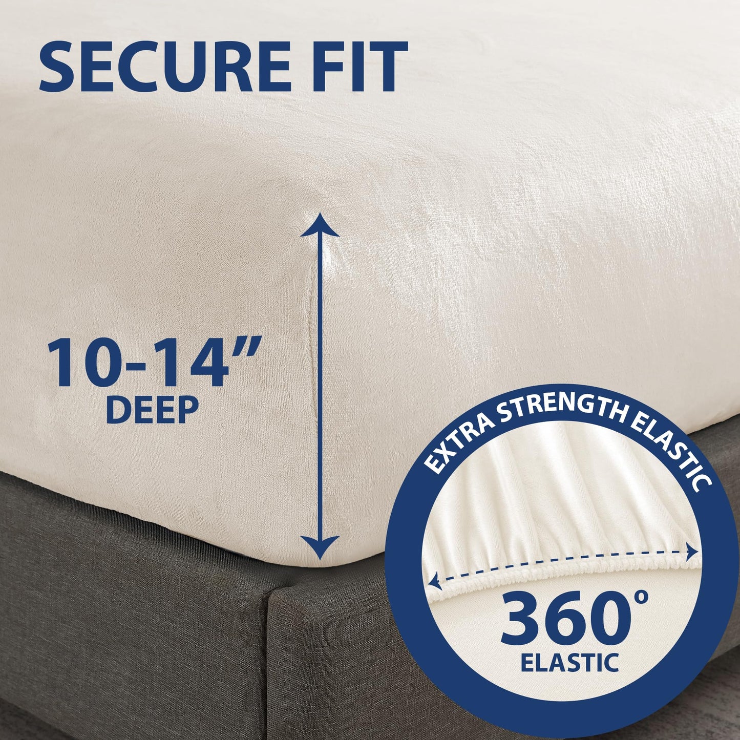 Cathay Home Ultra Soft Flannel Plush Fur Fitted Sheet, 1 Piece, Thick & Cozy Bed Sheet, Deep Pocket Fit, All Season Warmth, Wrinkle Resistant, Easy Care Bedding (King Size, Cream)