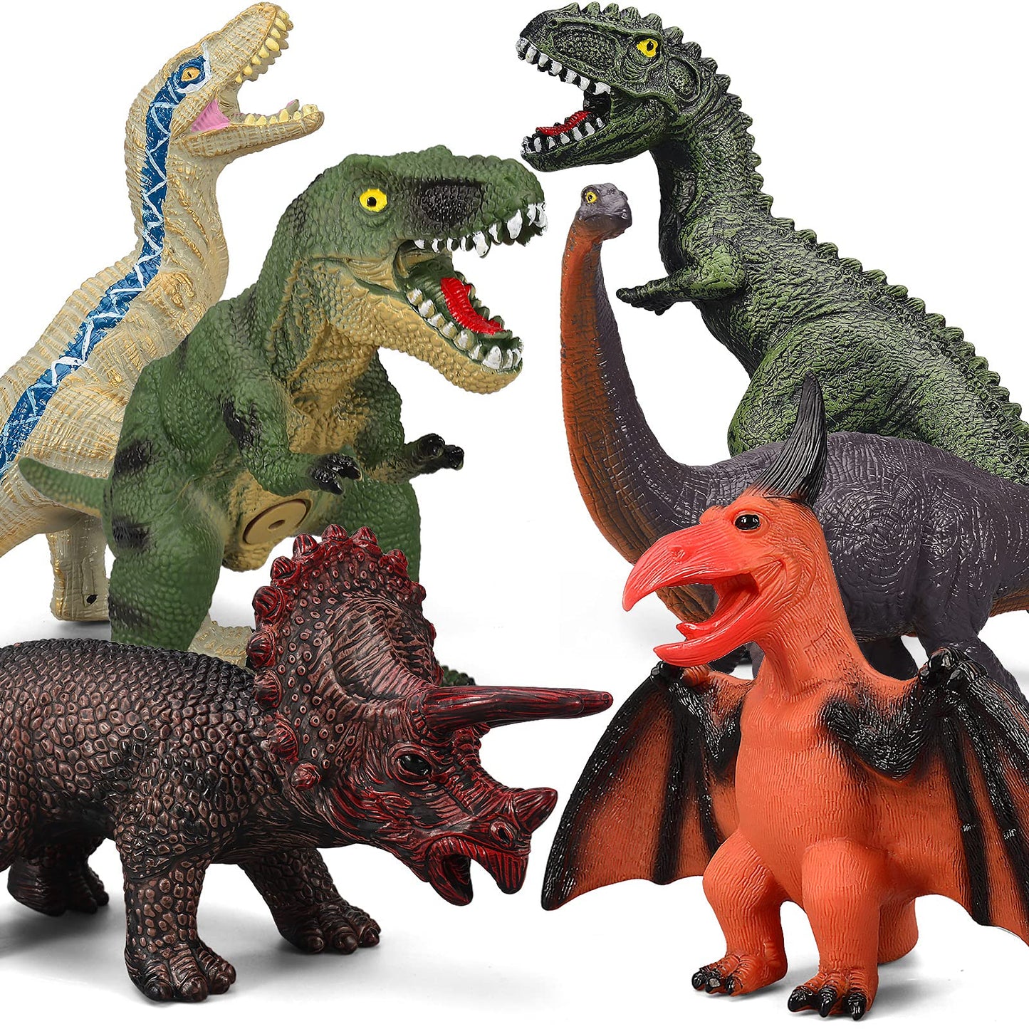 Gzsbaby 6 Piece Jumbo Dinosaur Toys for Kids and Toddlers 3-5, Large Soft Figures for Dinosaur Lovers - Perfect Party Favors, Birthday Gifts