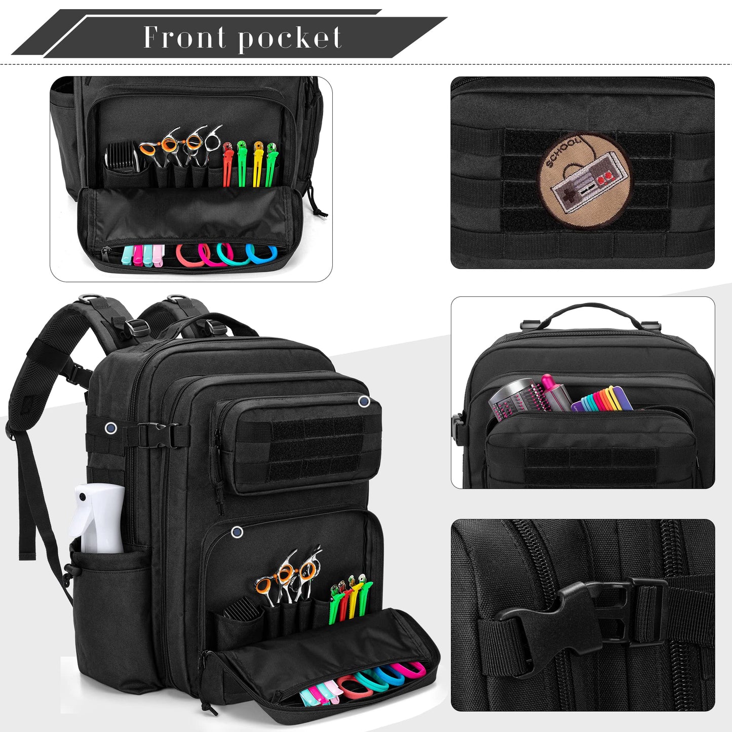 BAFASO Barber Backpack, Travel Barber Bag Holds Barber Styling Tools (Bag Only), Black