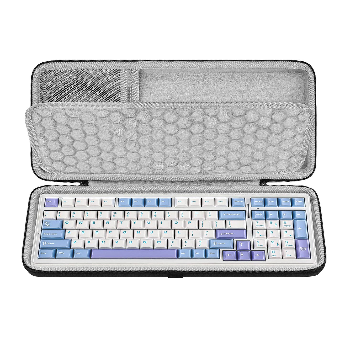 Geekria 90%-96% 100 Keys Keyboard Hard Shell Case, Compatible with Aula F99, RedThunder K95, Keychron K4 Pro/ V5 Max, Corsair Vanguard 96, EVA Travel Carrying Bag (Dark Grey)