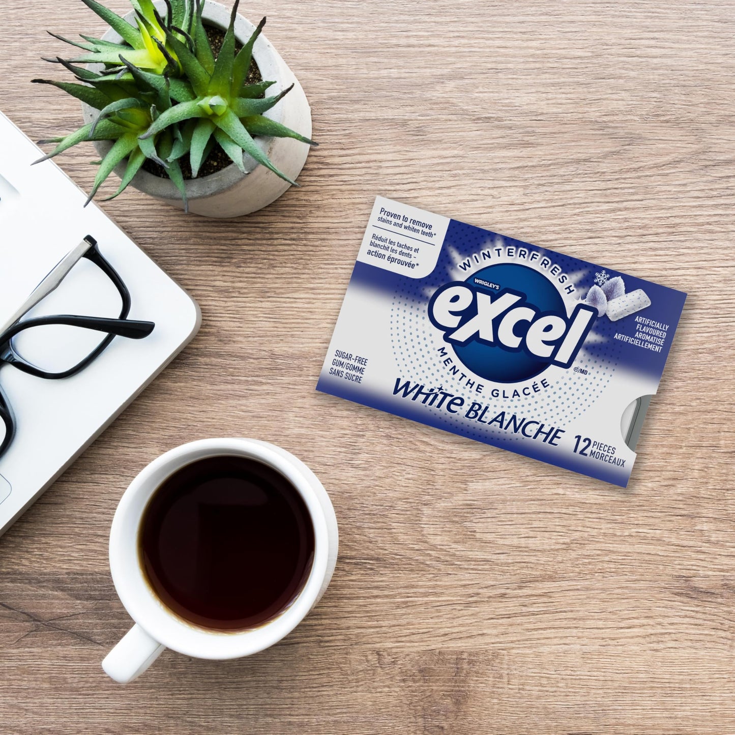 EXCEL White, Fresh Mint Flavoured Sugar Free Chewing Gum, 12 Pieces, 12 Packs