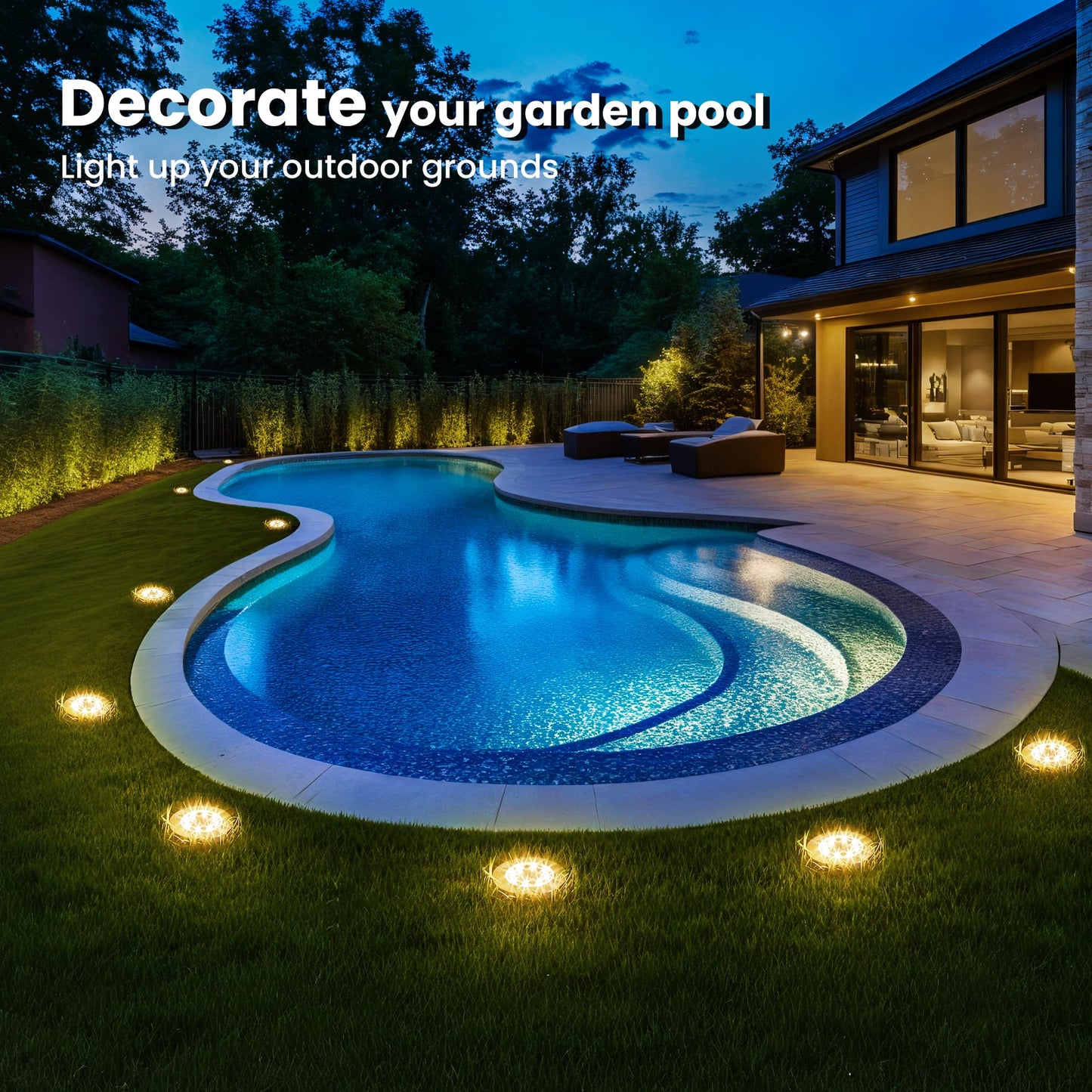 SOLPEX 6 Pack Solar Pool Lights for Above Ground Pools, Waterproof LED Above Ground Pool Lights, Outdoor Pool Decoration Accessories(Warm White)