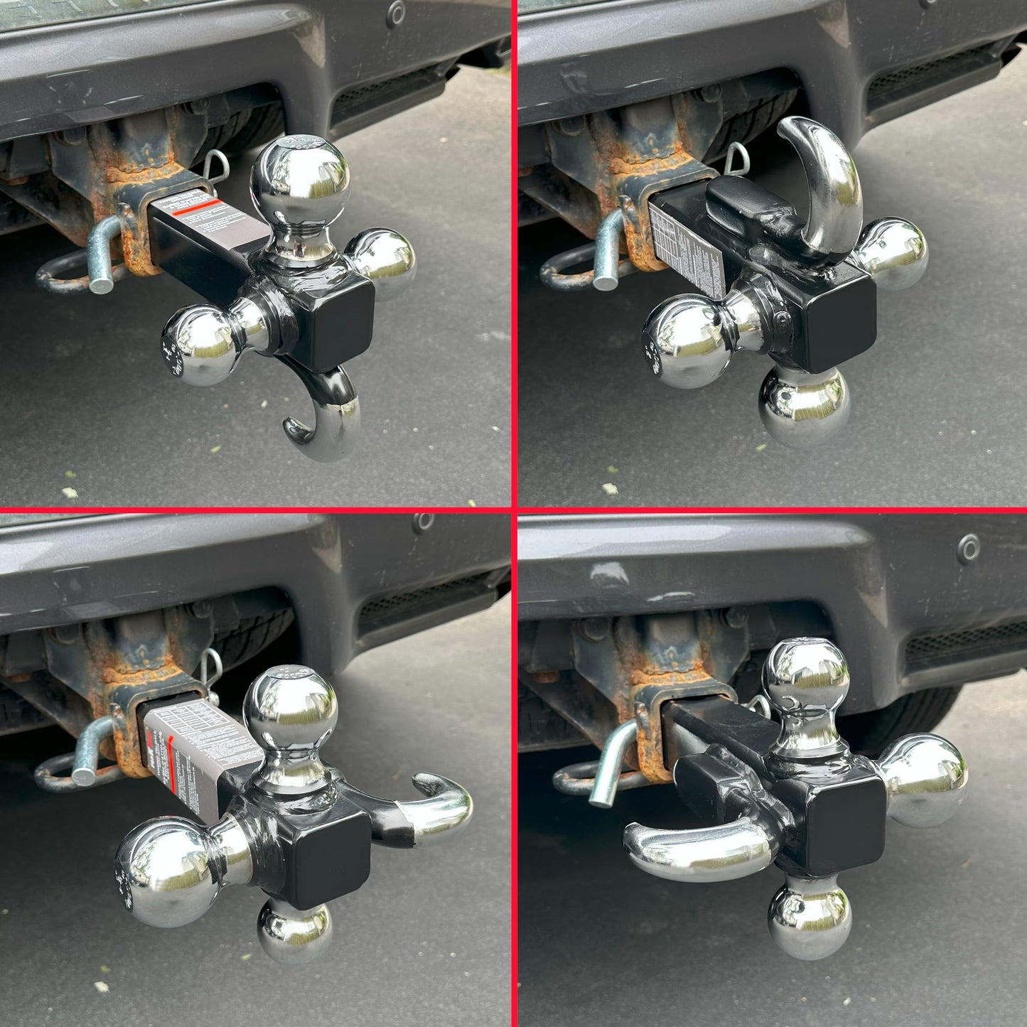 PEAKTOW Class III/IV 2 inches Trailer Hitch Ball Mount with 1-7/8”, 2”, 2-5/16” Triple Chrome Plated Balls and Hook, 10,000 lbs. Capacity, with 5/8 Inch Pin