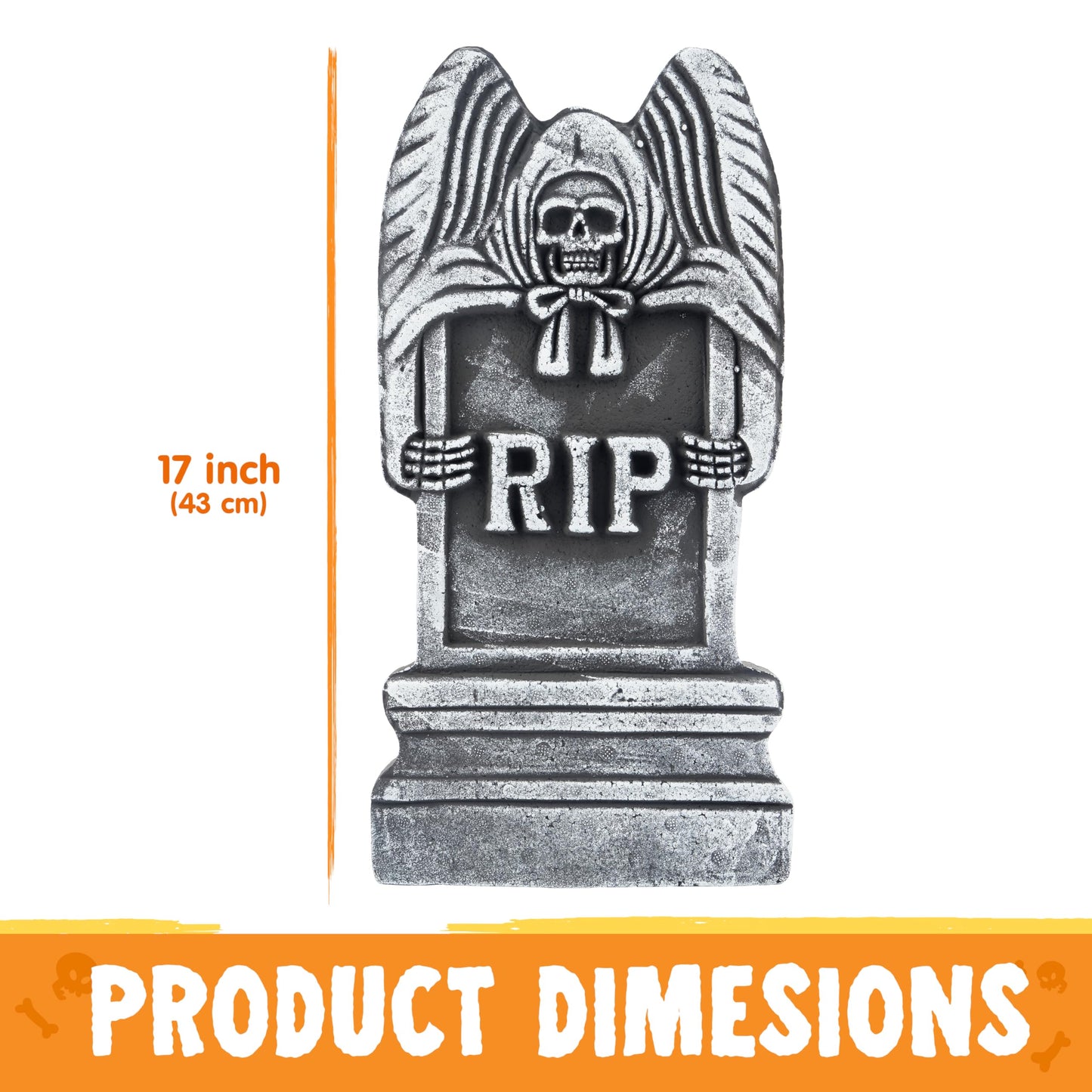 JOYIN 17” Halloween Foam RIP Graveyard Tombstones (5 Pack), Halloween Tombstones Decorations Outdoor for Graves with 12 Metal Stakes for Cemetery Yard Lawn Party Decor