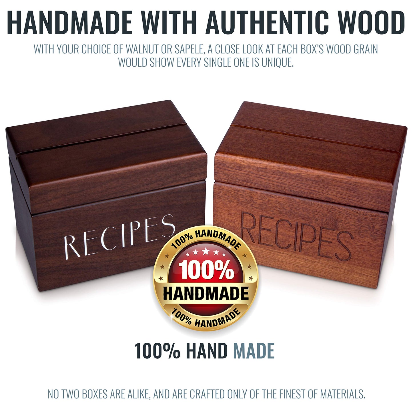 Recipe Box with Cards and Dividers by Apace - Vintage Style Wood 4x6 Recipe Holder Card Box - Exclusively from the Apace Living Premier Collection - Fits 240 Cards (Walnut)