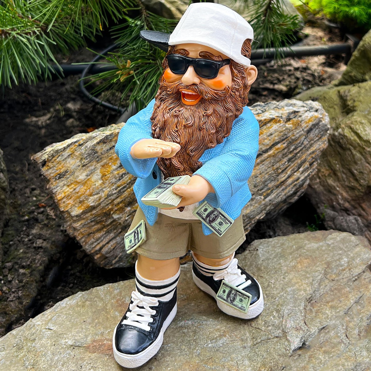 Mood Lab Garden Gnome - Rich Gnome Statue - 9.25 Inch Tall Lawn Gnome Figurine - for Outdoor or House Decor