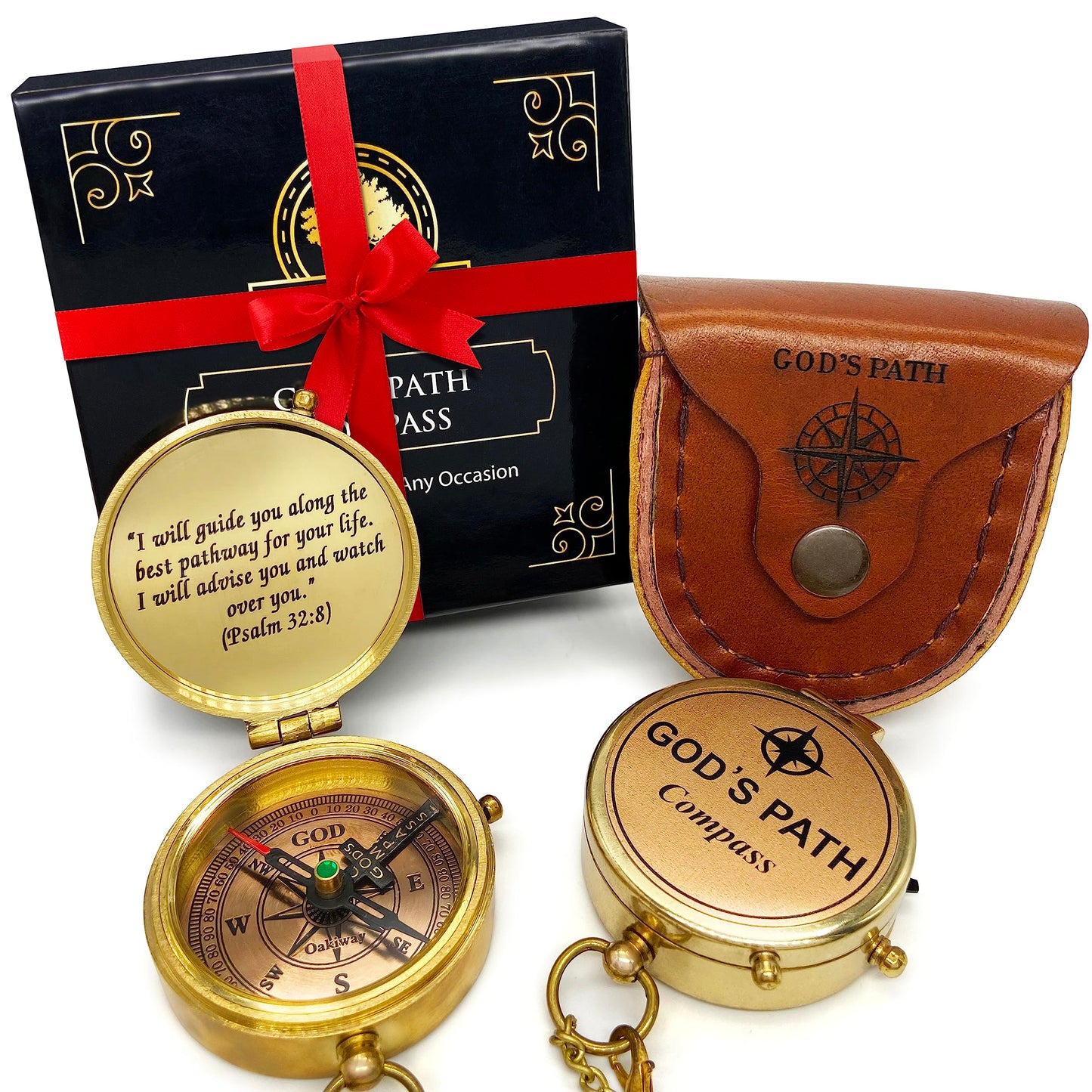 God's Path Compass - Religious Gifts for Men, Baptism Gift for Teenage Boys, Christian, Catholic, Communion, Confirmation, Graduation, Sentimental & Inspirational Present - Greeting Card Included