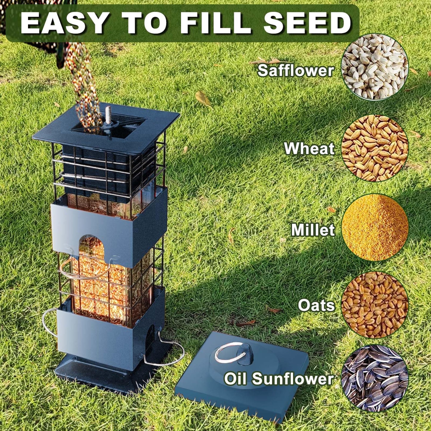 Squirrel Proof Bird Feeder, Hanging Red Bird Feeder for Outdoors, 3lbs Wild Bird Seed Feeder for Cardinal, Finch, Sparrow, Blue Jay,Outside,Garden (Red)