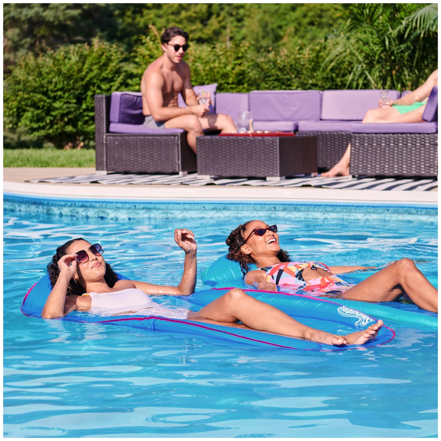 SwimWays Spring Float Premium Hammock Pool Lounger, Inflatable Pool Floats Adult with Fast Inflation for Ages 15 & Up