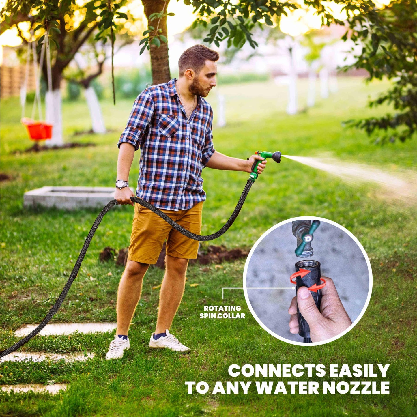 Hydrosteel 50 Ft Garden Hose, 3 Layer Stainless Steel Metal Water Hose 50Ft, Heavy Duty Flexible Lightweight Crush/Kink Resistant, Tangle Free Non Expandable Garden Hose 500 PSI AS SEEN ON TV