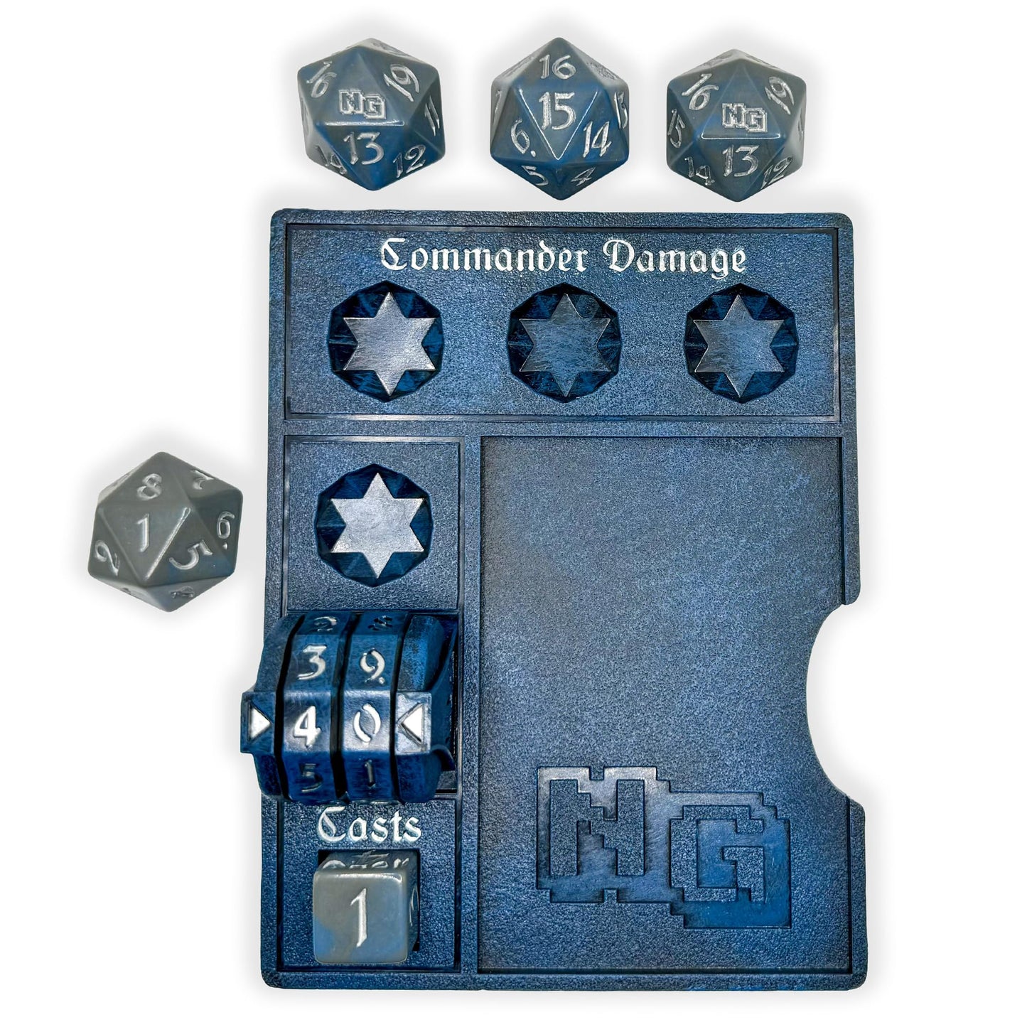 Nerd Gear Commander Essentials Kit, Ultimate Gift for MTG Commander EDH, Command Zone Tray, LifeTrax Counter, Spin Down dice, Dry Erase Tokens, Token case, and a Storage case (Deep Blue)