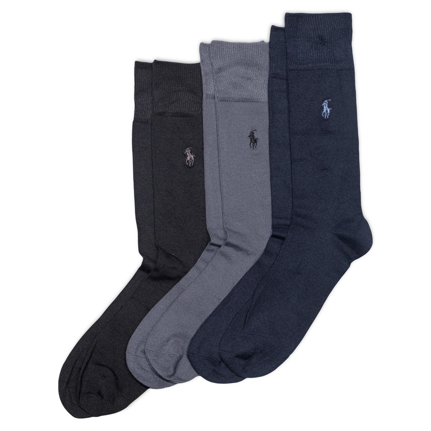 POLO RALPH LAUREN Men's Super Soft Birdseye Dress Crew Socks - 3 Pair Pack - Heel-Toe Reinforcement, Black Assorted, 6-12.5