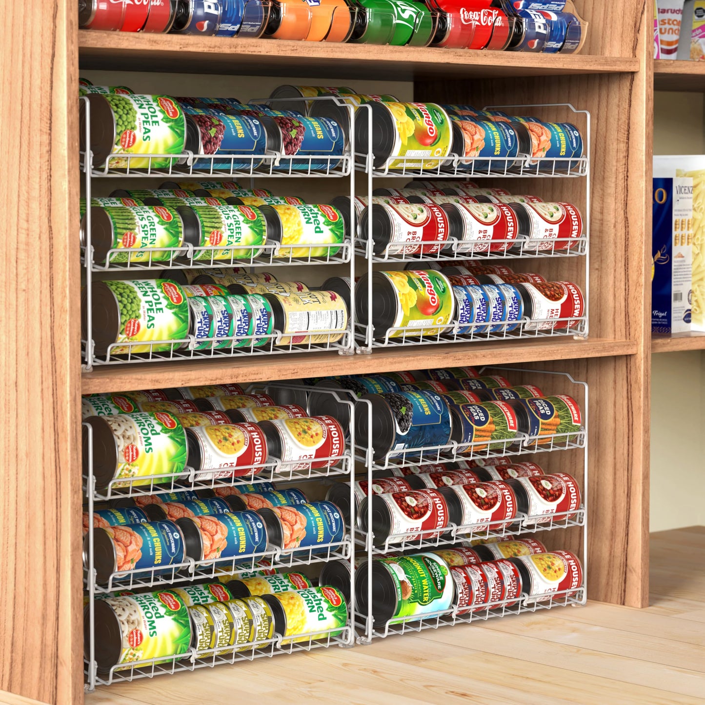 Simple Houseware Stackable Can Rack Organizer Storage for Pantry, White