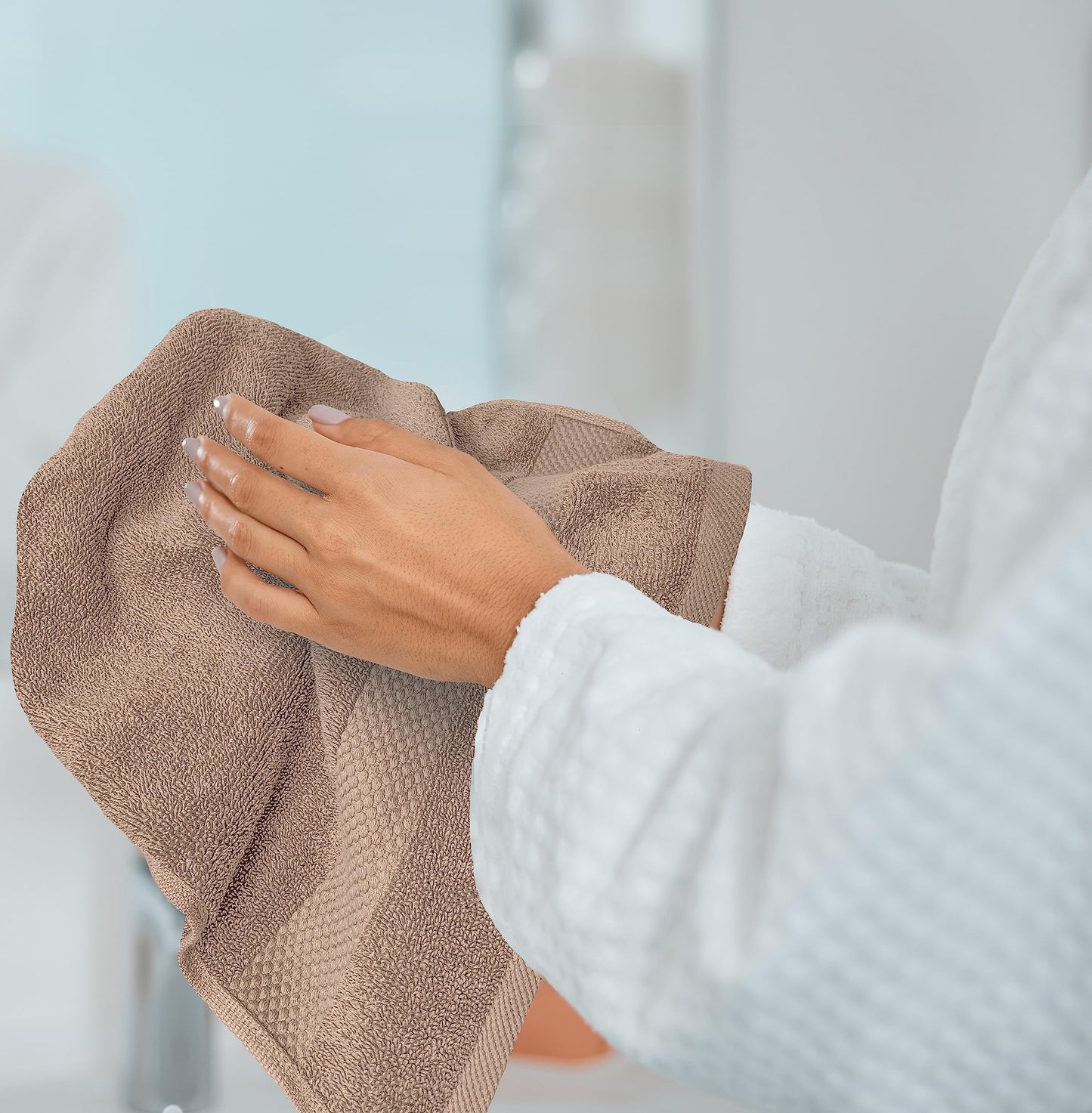 Luxury Taupe Hand Towels - Soft 100% Turkish Cotton | Highly Absorbent Hotel spa Bathroom Towel Collection | 16x30 Inch | Set of 6