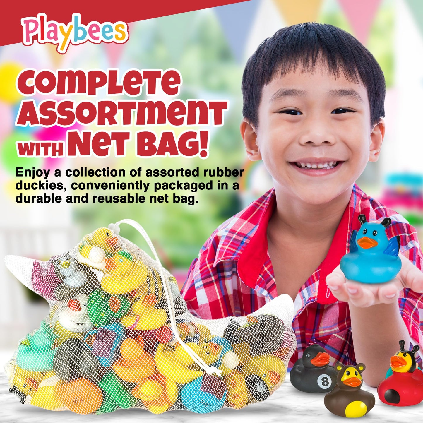 Playbees Rubber Ducks in Bulk 50 Pack Assortment Duckies Kids Baby Bath Shower Toys Jeep Ducking Floater Summer Beach Pool Activity Baby Showers Accessories Classroom Incentives