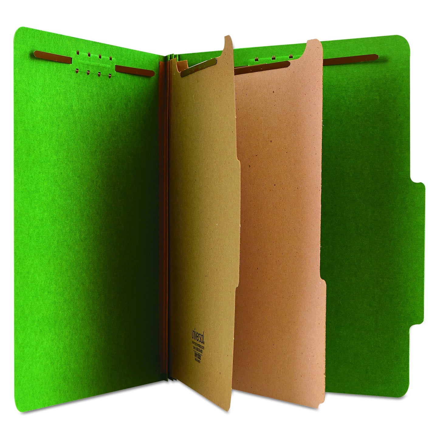 Universal 10302 Pressboard Classification Folders, Letter, Six-Section, Emerald Green (Box of 10)
