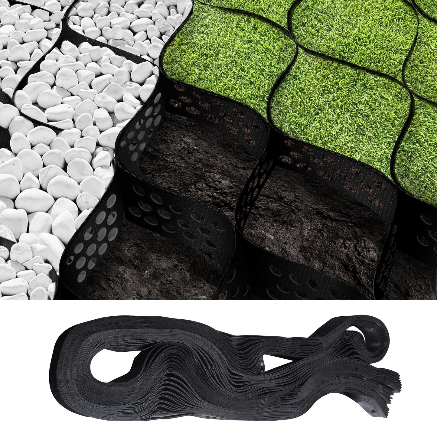 Sfcddtlg 9.8x16.4 FT 160 sq ft Gravel Ground Grid-2Inch Thick Expansion Foldable Geo Grid Driveway Stabilization Grids-Geocell Ground Grid for Landscaping Parking Lots Garden (1set-9.8x16.4ft)