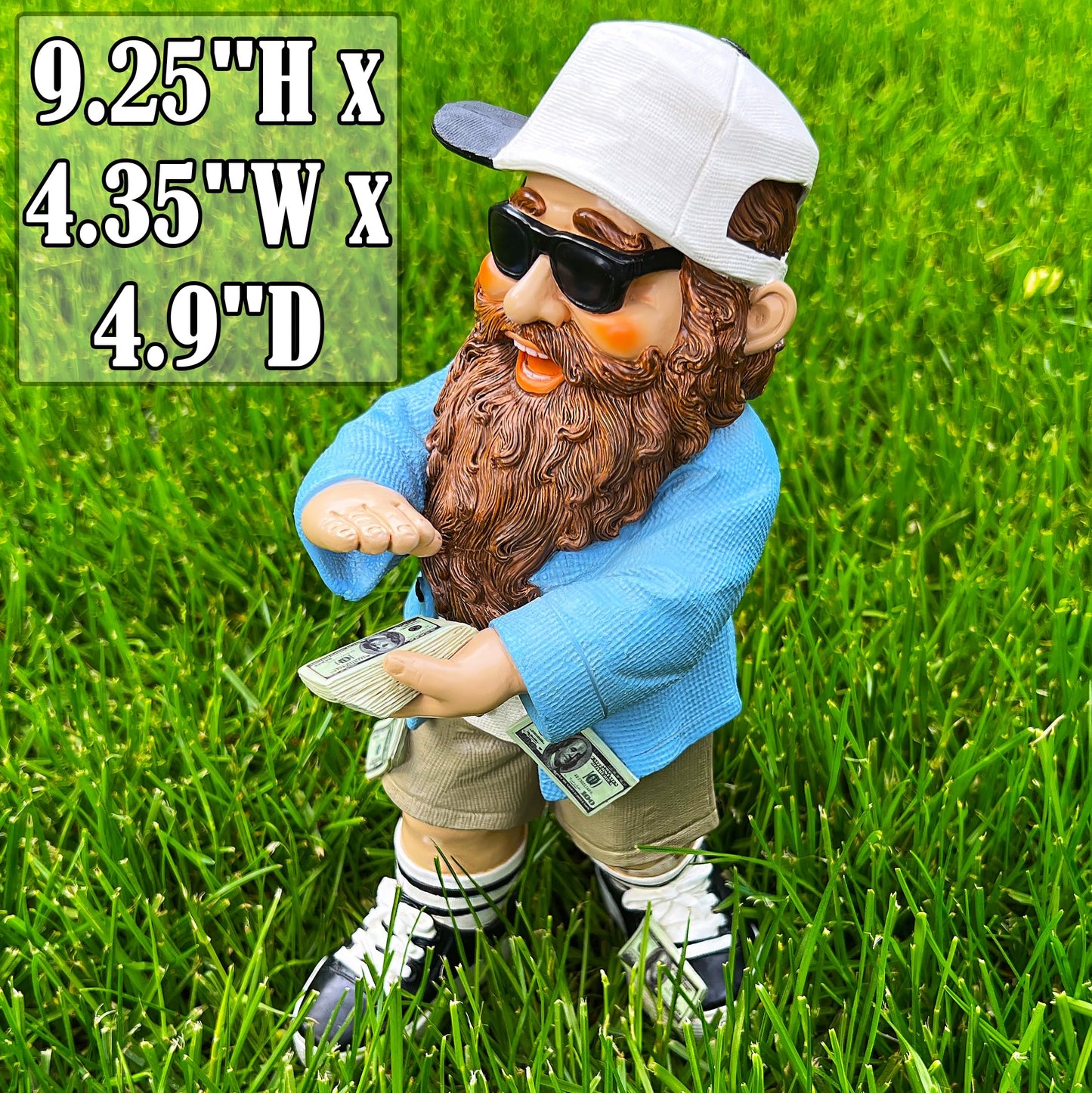 Mood Lab Garden Gnome - Rich Gnome Statue - 9.25 Inch Tall Lawn Gnome Figurine - for Outdoor or House Decor
