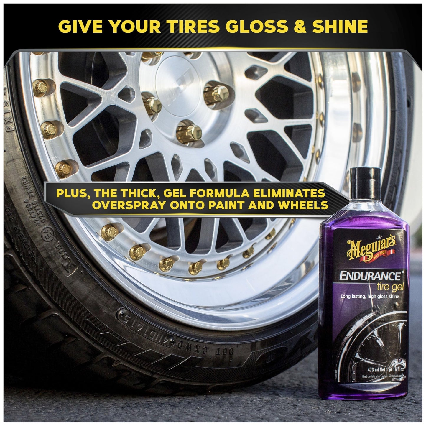 Meguiar's G7516 Endurance Tire Gel - 16 oz. Premium Tire Gel for a Lasting Glossy Shine