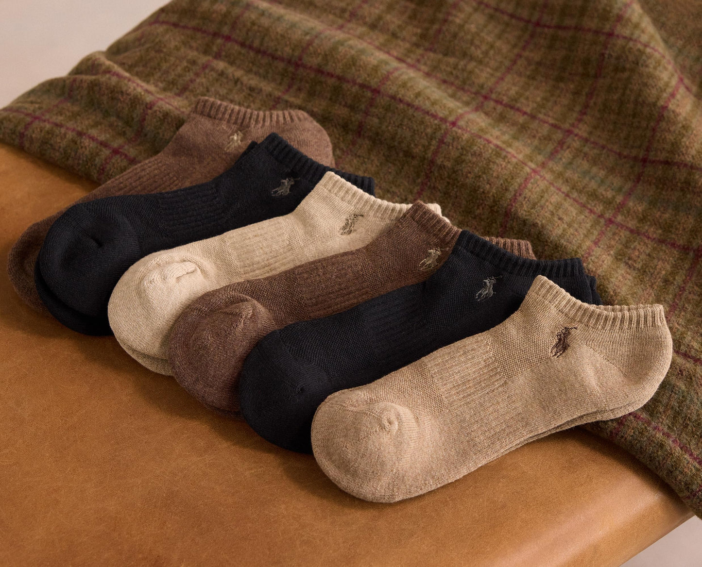 Polo Ralph Lauren Men's Athletic Performance Cotton Low Cut Socks-6 Pair Pack-Moisture Wicking Mesh, Multicolor Tip, 6-12.5