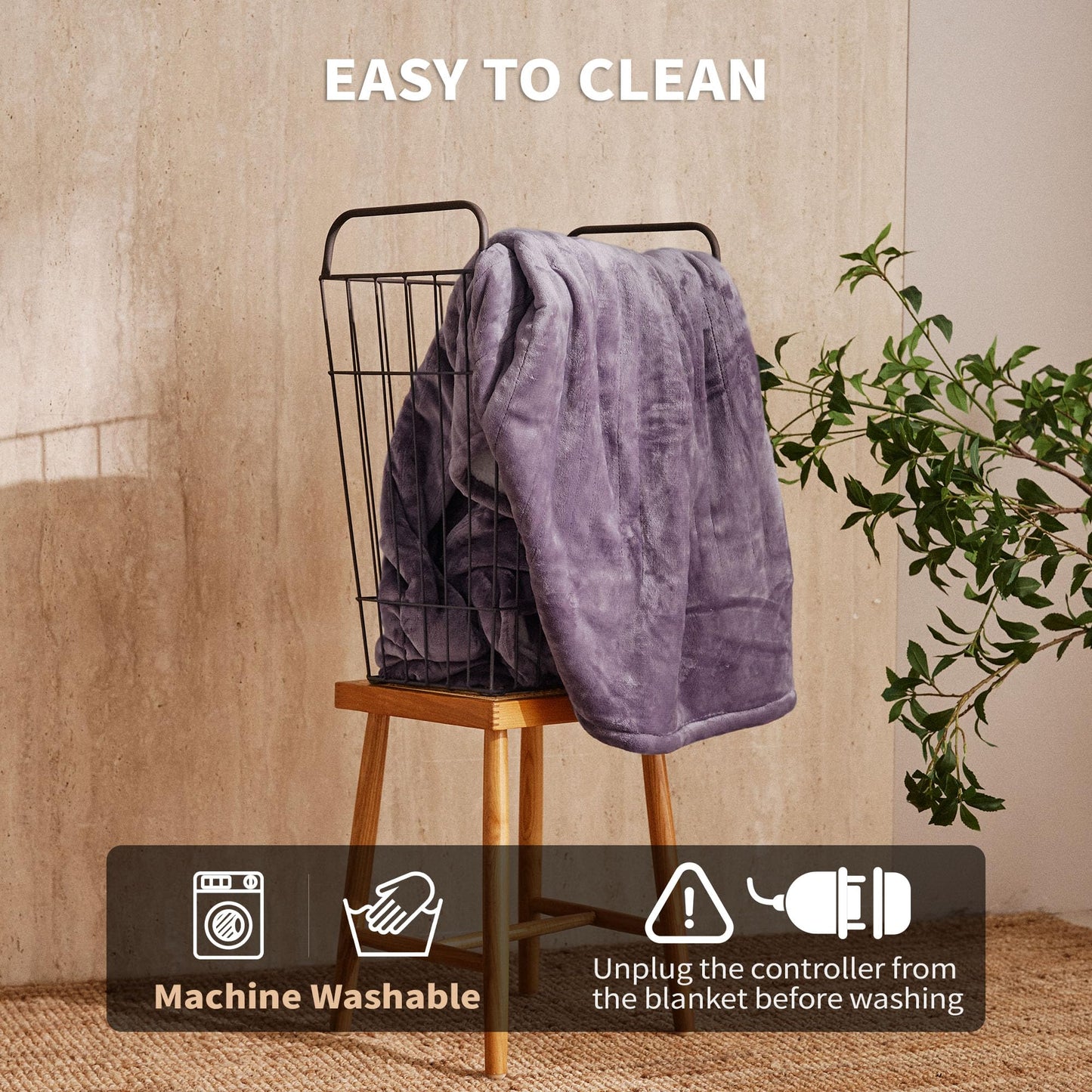 JET'S HOME Heated Blanket 50"x60" - ETL Certified Flannel Electric Blanket Throw Machine Washable Heating Blanket with 5 Heating Levels 3 Hours Auto-Off Overheating Protection Gifts for Women (Purple)