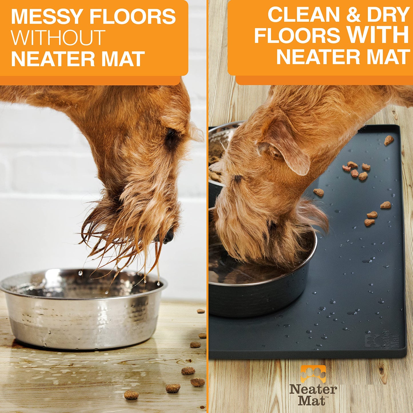 Neater Pet Brands Neater Mat Pet Mats for Food and Water, Dog Bowl Mat Waterproof Silicone, Pet Mat for Dog or Cat, Dog Food Mats for Floors Waterproof, Dog Water Mat & Dog Food Mat with Raised Edge
