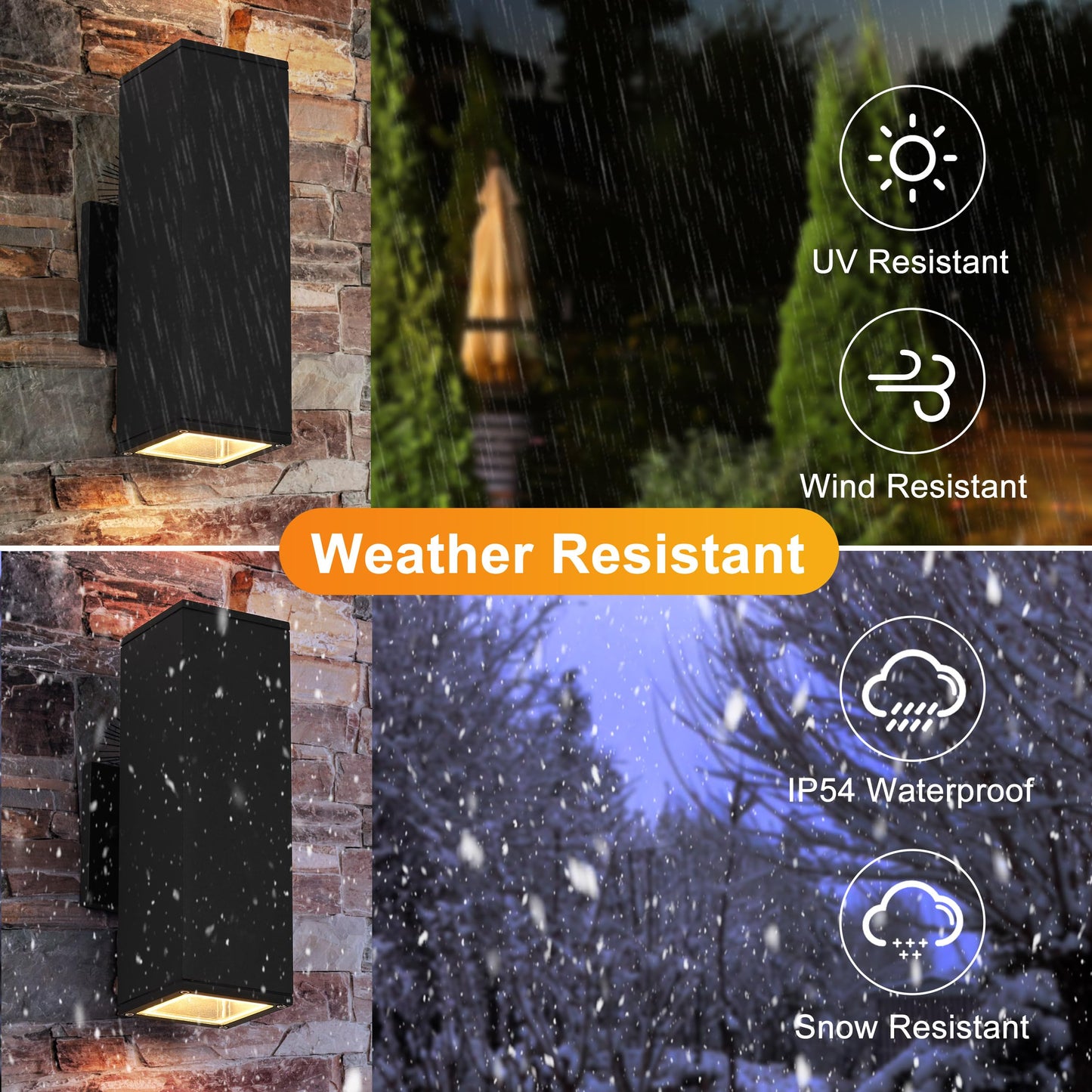 Outdoor Wall Light, Waterproof Outdoor Light Fixture Wall Mount Porch Lights Aluminum Exterior Light Fixtures Up Down Wall Lamp Sconce, Black