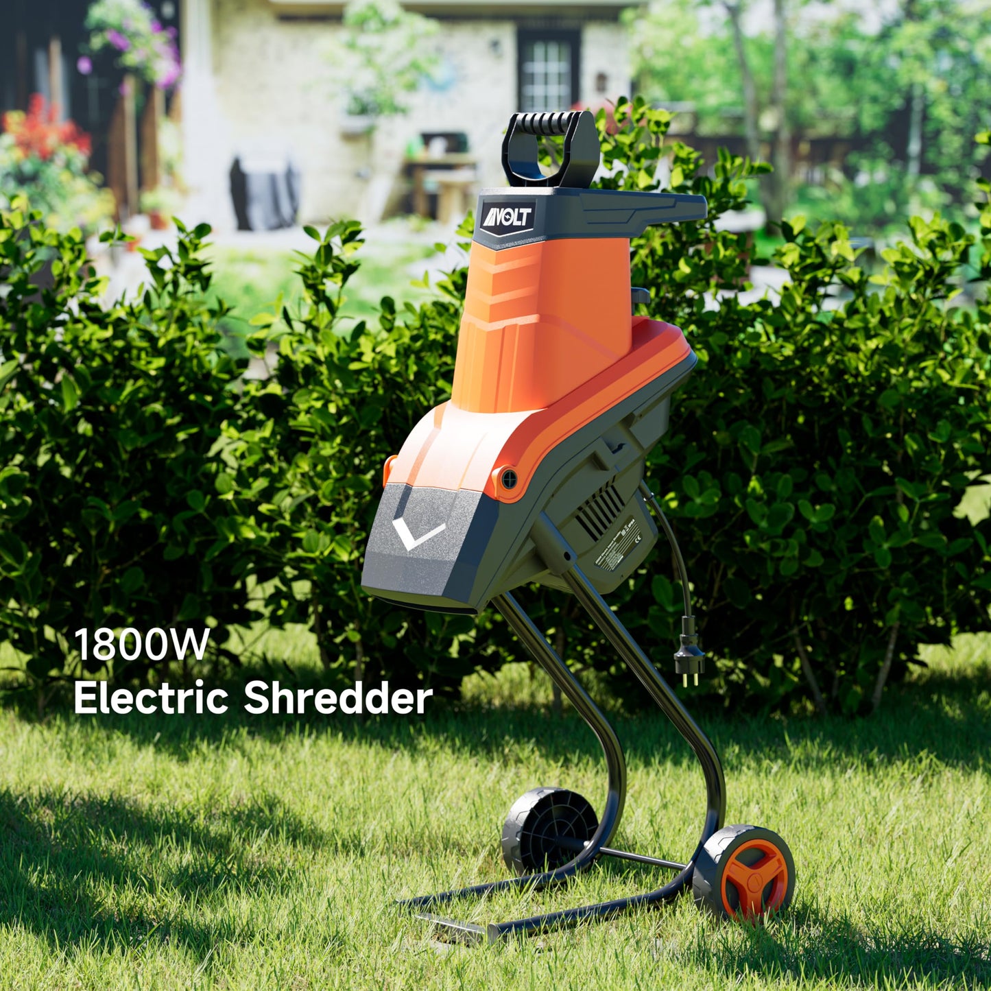 AIVOLT Wood Chipper Shredder Mulcher, 1800W Electric Wood Chipper with Collection Bag, 45mm Cutting Diameter for Mulching, Composting, Yard Cleanup, Lawn Care