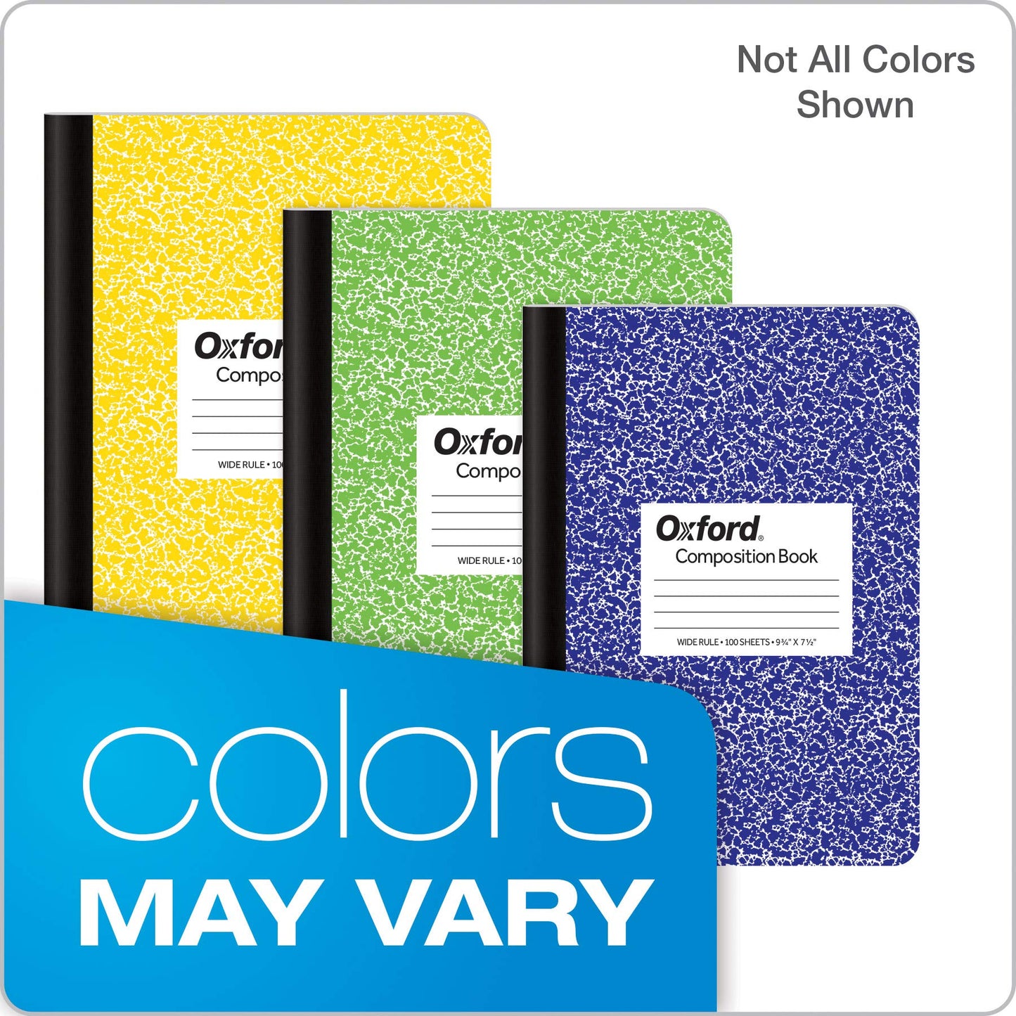 Tops Notebooks, Marble Composition Book, 7.5 x 9.75 Inches, Wide Ruled, 100 Sheets, Hard Cover, Assorted Colours, 12-Pack, School or Office Journals