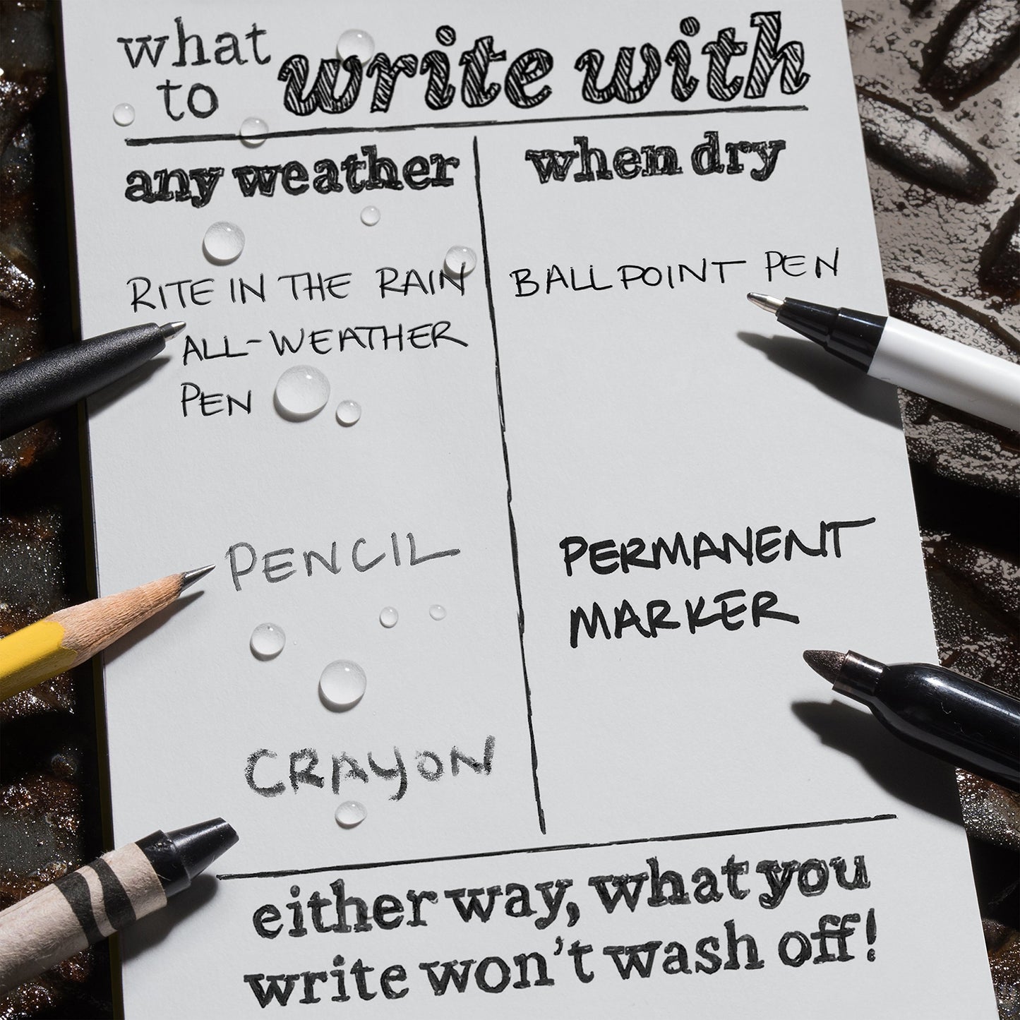 Rite in the Rain Weatherproof 3" x 5" Top Spiral Notebook Kit: Black CORDURA Fabric Cover, 3" x 5" Black Notebook, and Weatherproof Pen (No. 735B-KITL)