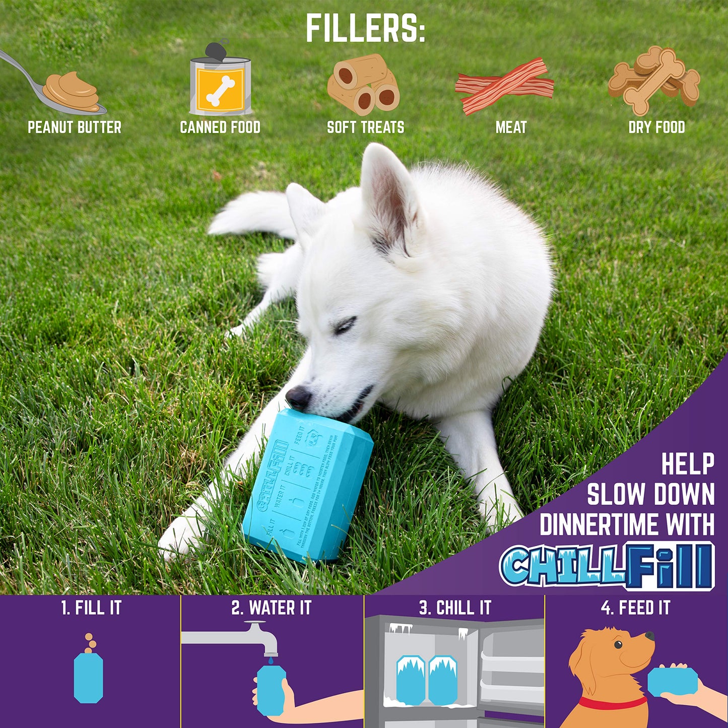 Chew King Premium Treat Dog Toy, XL, Extremely Durable Natural Rubber Fillable Toy Collection, Frozen Feeding, All Breed Sizes