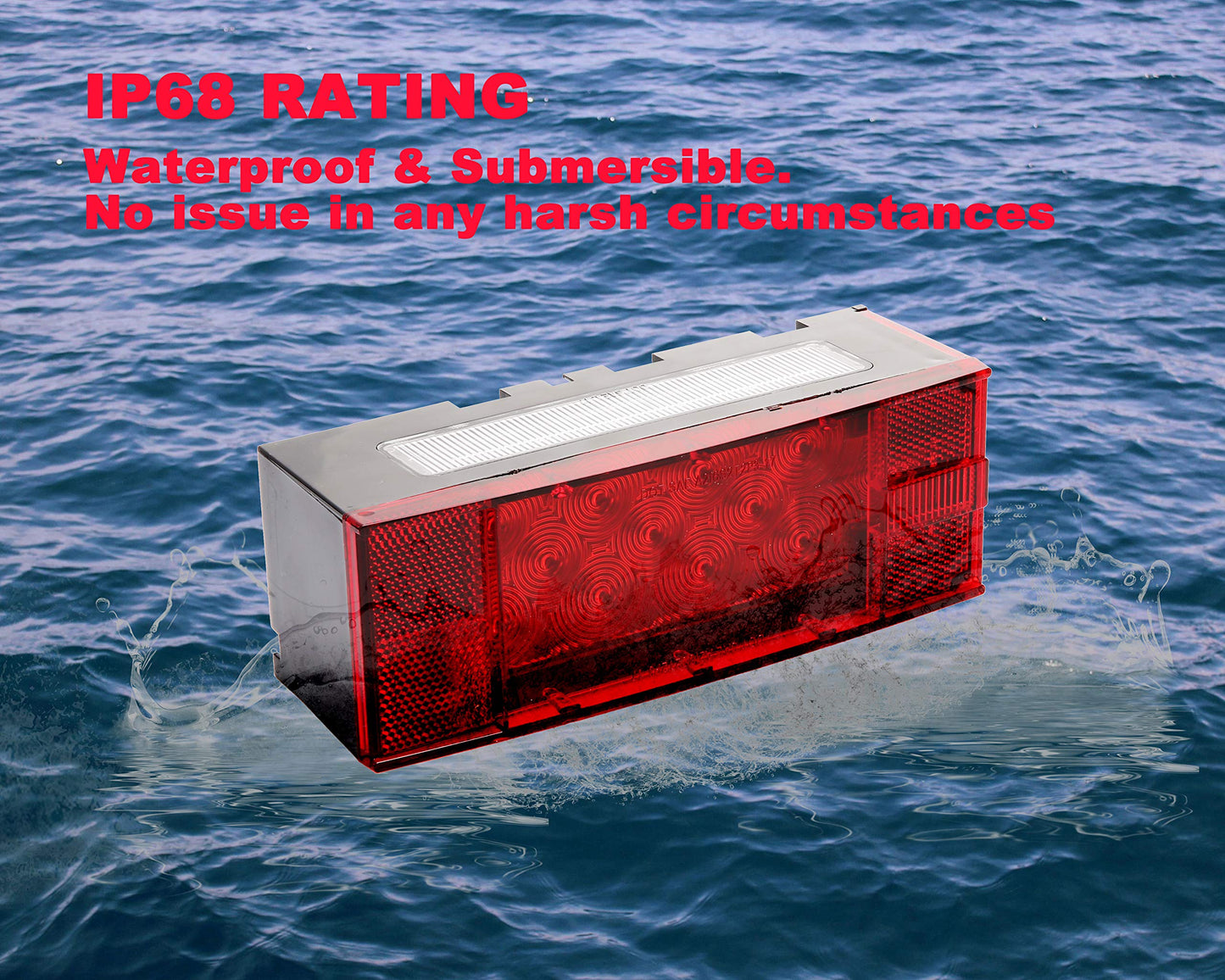 PEAKTOW PTL0102 Deluxe 12V Rectangular Low Profile Submersible LED Trailer Stop/Turn/Tail Light Kit