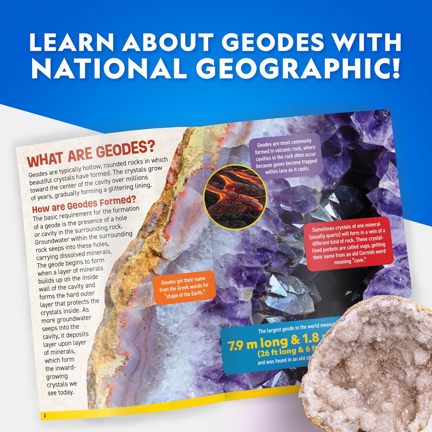 National Geographic Gigantic Geode Kit – Break Open a Huge Geode with Crystals Inside, Earth Science Kit for Kids, Fun Geology Activity, Rock and Mineral Gift for Boys and Girls