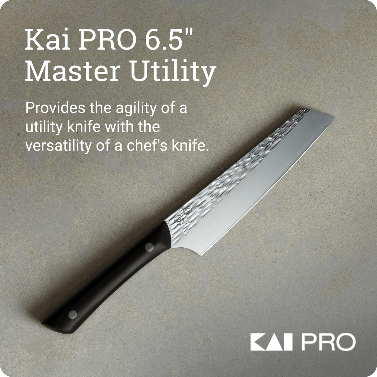 Kai PRO 6.5" Master Utility Knife, Hand Sharpened Japanese Kitchen Knife, Japanese AUS6M Stainless Steel Blade, Full-Tang POM Handle, NSF Certified, for Professional and Home Chefs