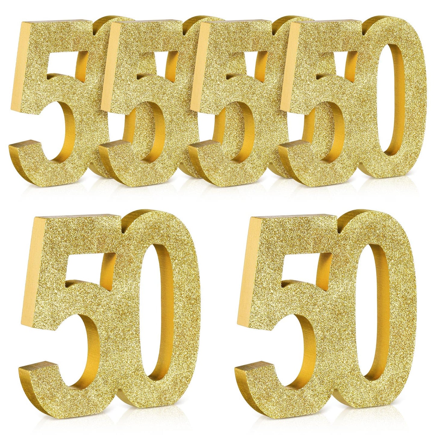 Shellwei 6 Pcs 50th Birthday Decorations for Men and Women,50th Anniversary Decorations,Gold Glitter Number 50 Table Topper Centerpieces Decorations for Birthday Party
