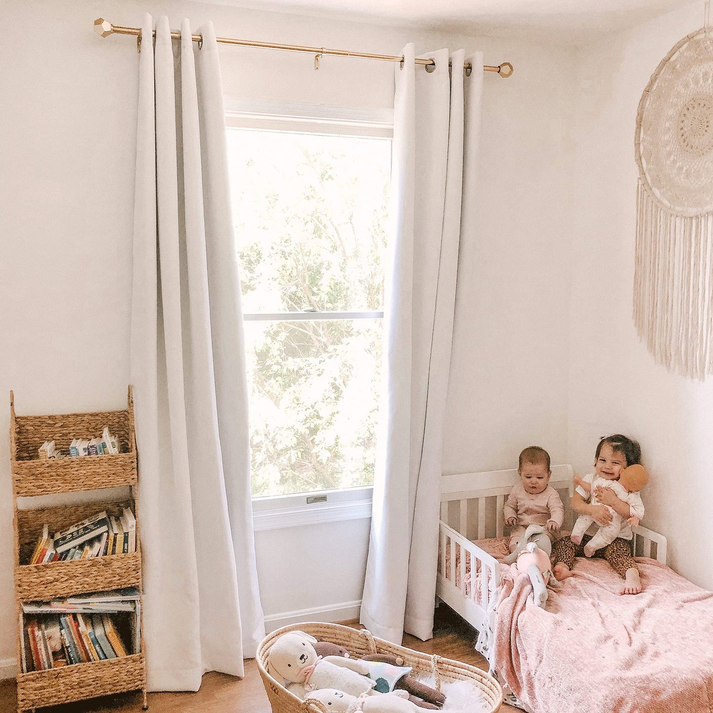 NICETOWN Full Shading Curtains for Windows, Super Heavy-Duty Black Lined Blackout Curtains for Bedroom, Privacy Assured Window Treatment (White, Pack of 2, 52 inches W x 95 inches L)