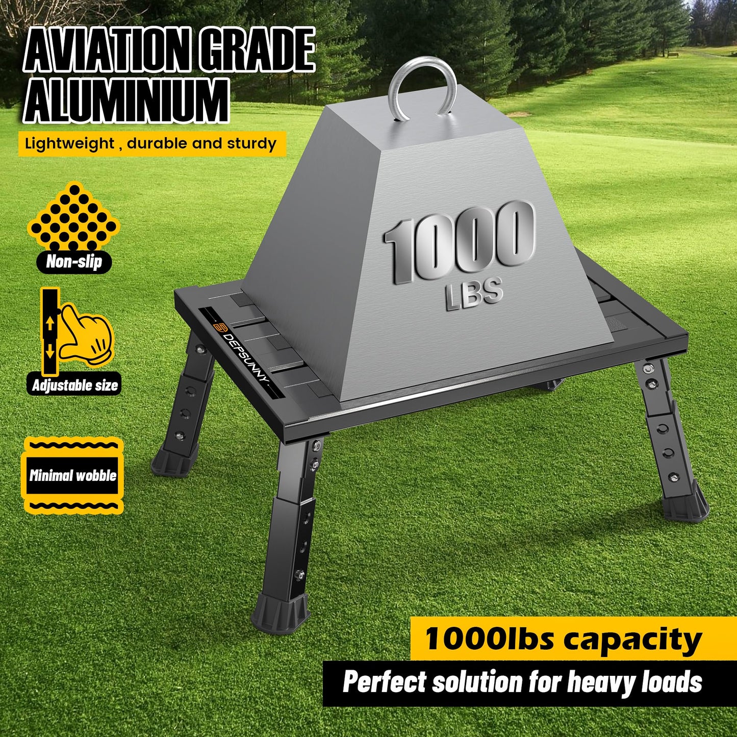 DEPSUNNY Adjustable RV Step Stool, 3-Step Height Adjustment, Foldable Legs, Wide Anti-Slip Surface,Supports Up to 1,000 lb, Premium Aluminum Construction Easy to Carry