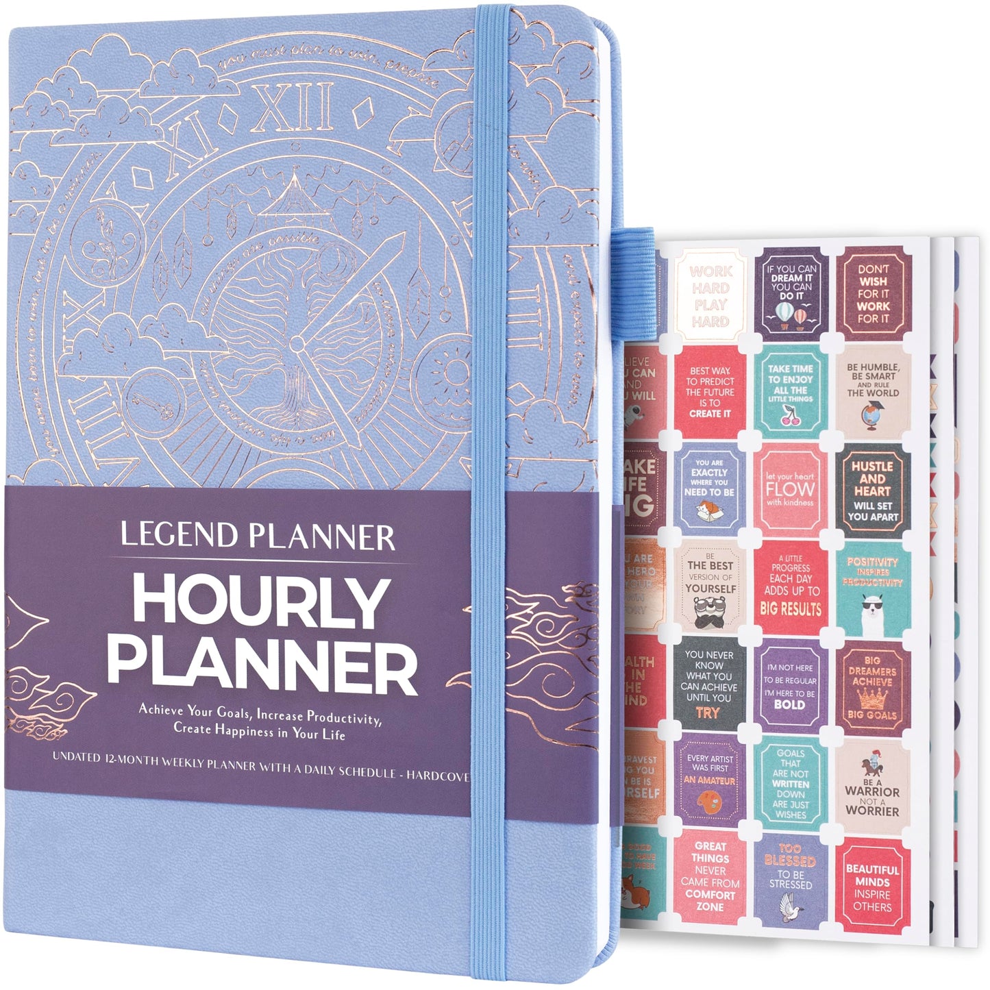 Legend Planner Hourly Schedule Edition – Deluxe Weekly & Daily Organizer with Time Slots. Time Management Appointment Book Journal for Work & Personal Life, Undated, Hardcover – Periwinkle, Gold Foil