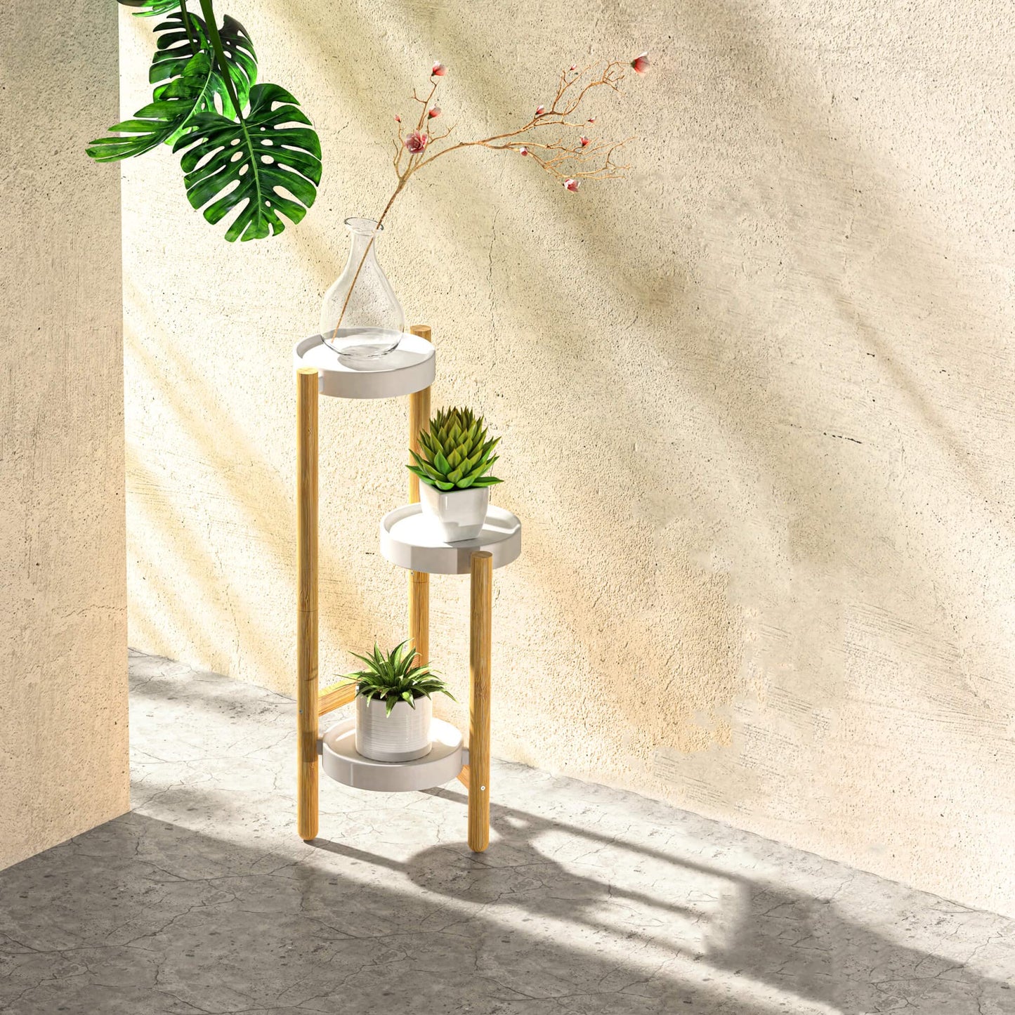 Wisuce Corner Plant Stand Indoor, 3 Tier Tall Bamboo Plant Stand Holder & Plant Shelf Display Rack for Indoor Home Decor (3 Tier)