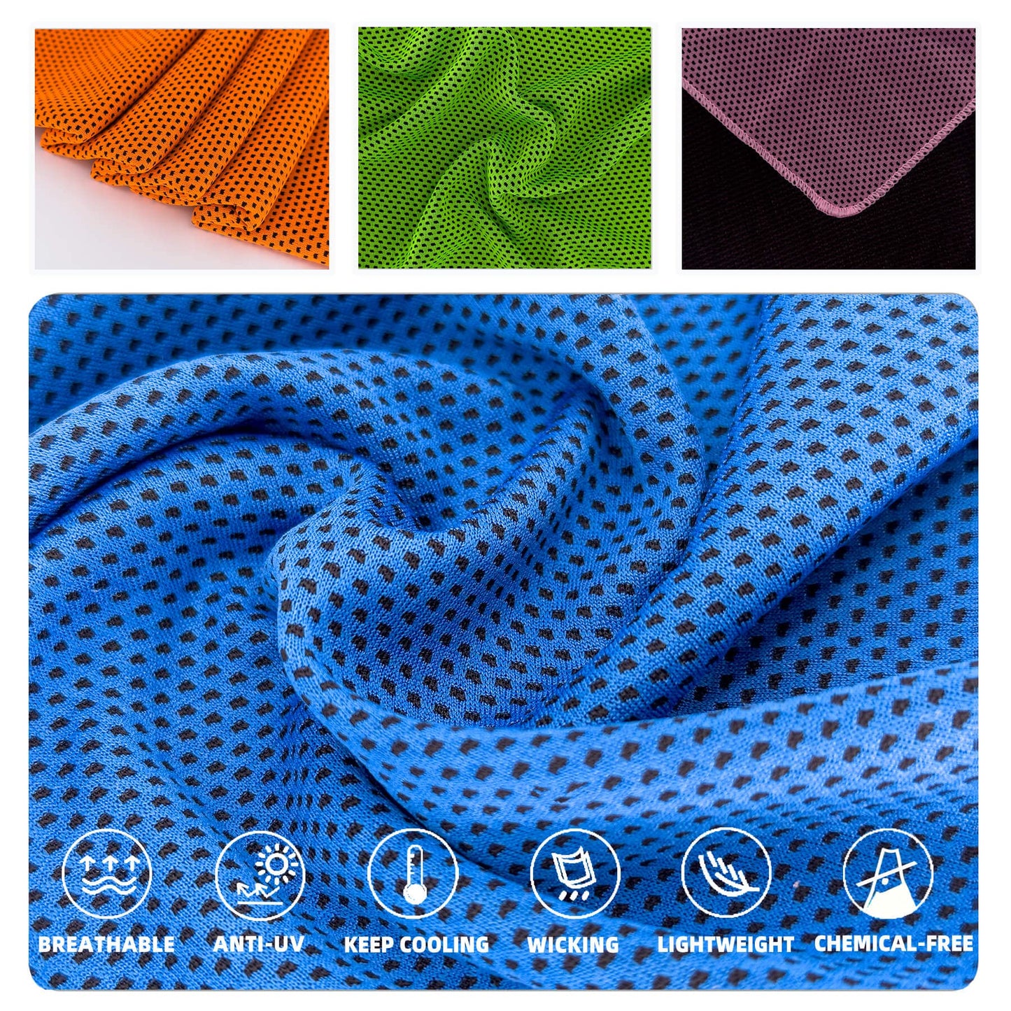 AWOWZ 60 Pack Cooling Towels, Soft Breathable Sweat Ice Towel for Sports, Yoga, Gym, Golf, Camping, Running, Fitness, Workout & More Activities