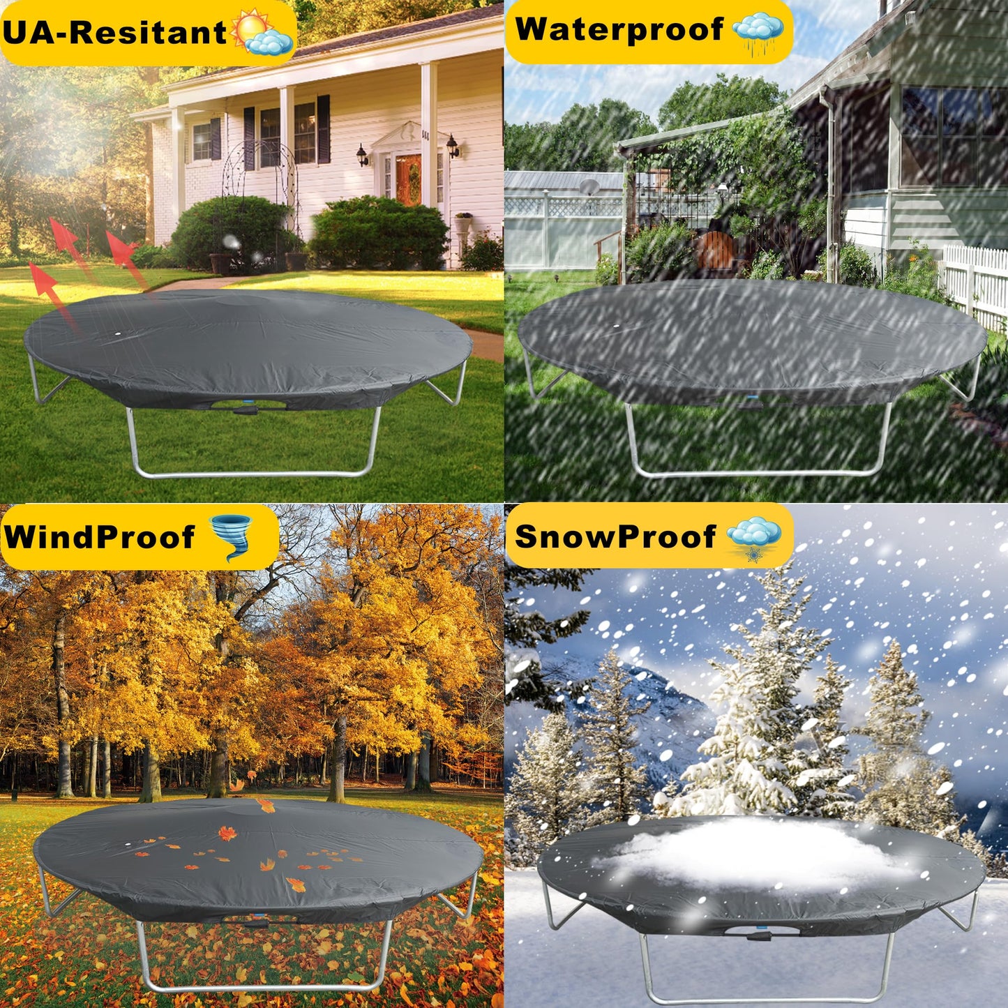 SIHAIAN 8 Ft Trampoline Cover 420D Trampoline Winter Cover One-Click Installation and disassembly Trampoline Protective Cover Anti-UV, Snow, Dust-Proof Trampoline Weather Cover