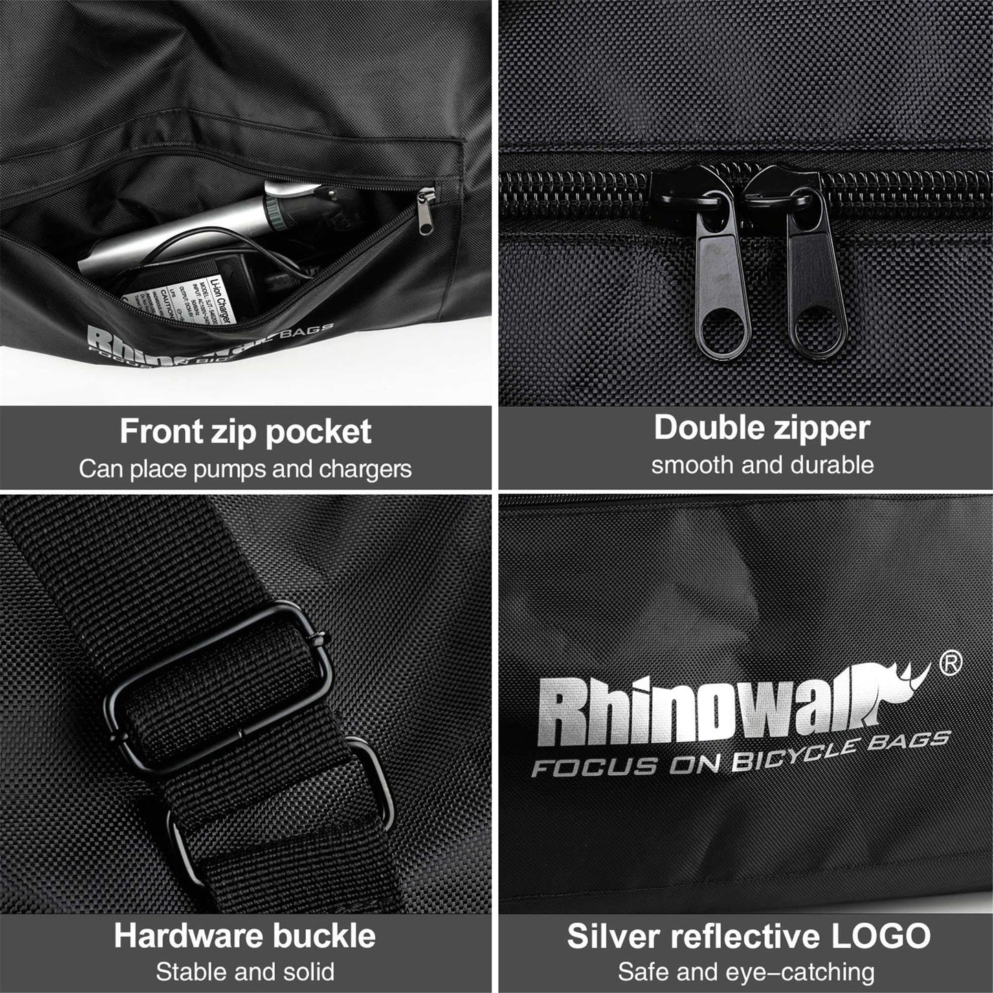 Rhinowalk Foldable E-Scooter Carrying Bag Portable Electric Scooter Storage Bag Transport Case for Outdoor Travel Riding Commuting (Black - 48.8" x 8.7" x 18.1")