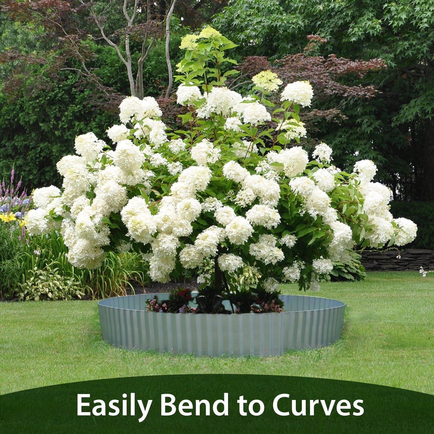 Worth Wide Wavy Galvanized Steel Landscape Edging 10" x 20ft Flexible Sturdy Metal Lawn Garden Edging Long Strips for Raised Bed Tree Borders Silver