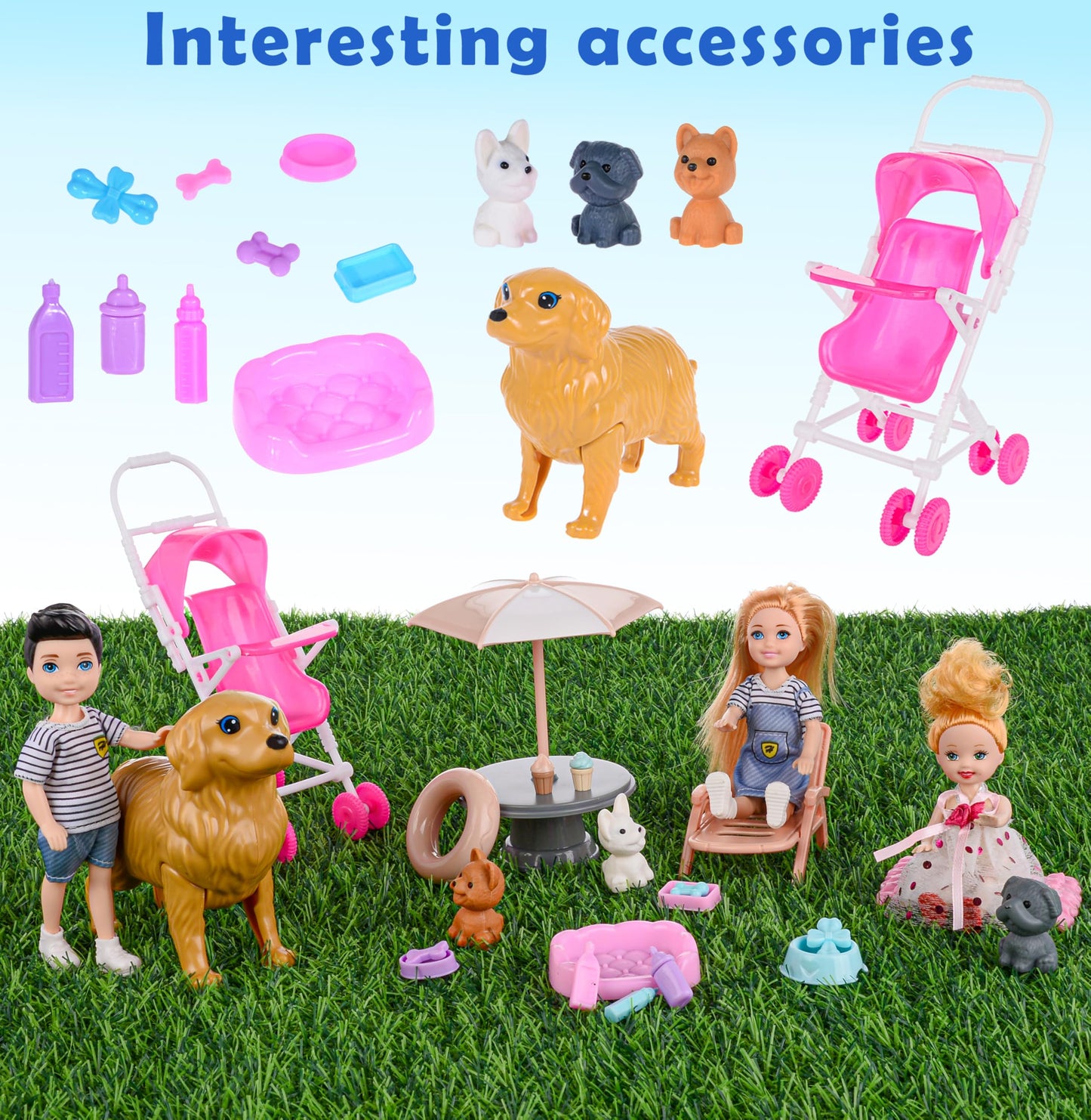 Family Dollhouse Dolls Playset - 6 People, Pets & Accessories for 3-12 Years Old | Toddler Gift with Pregnant Mom, Dad, 3 Kids, Dogs, and Interactive Play